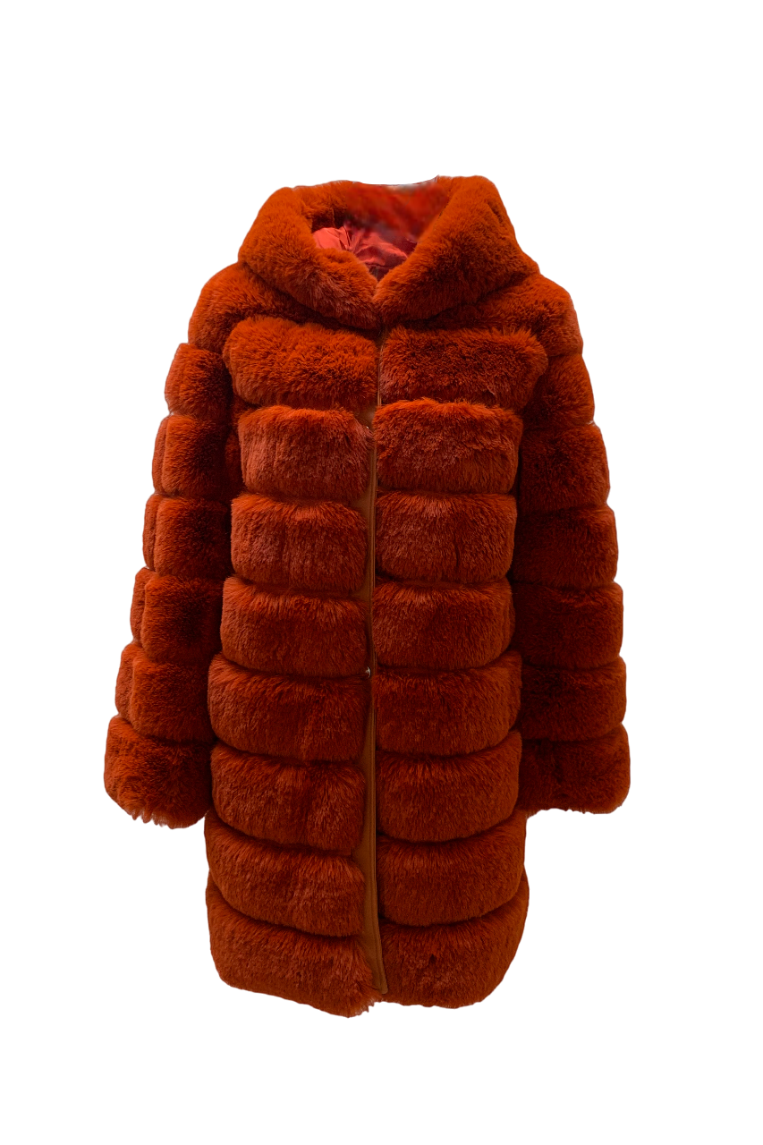 Vanessa Faux Fur Long Dark Orange - Sample
