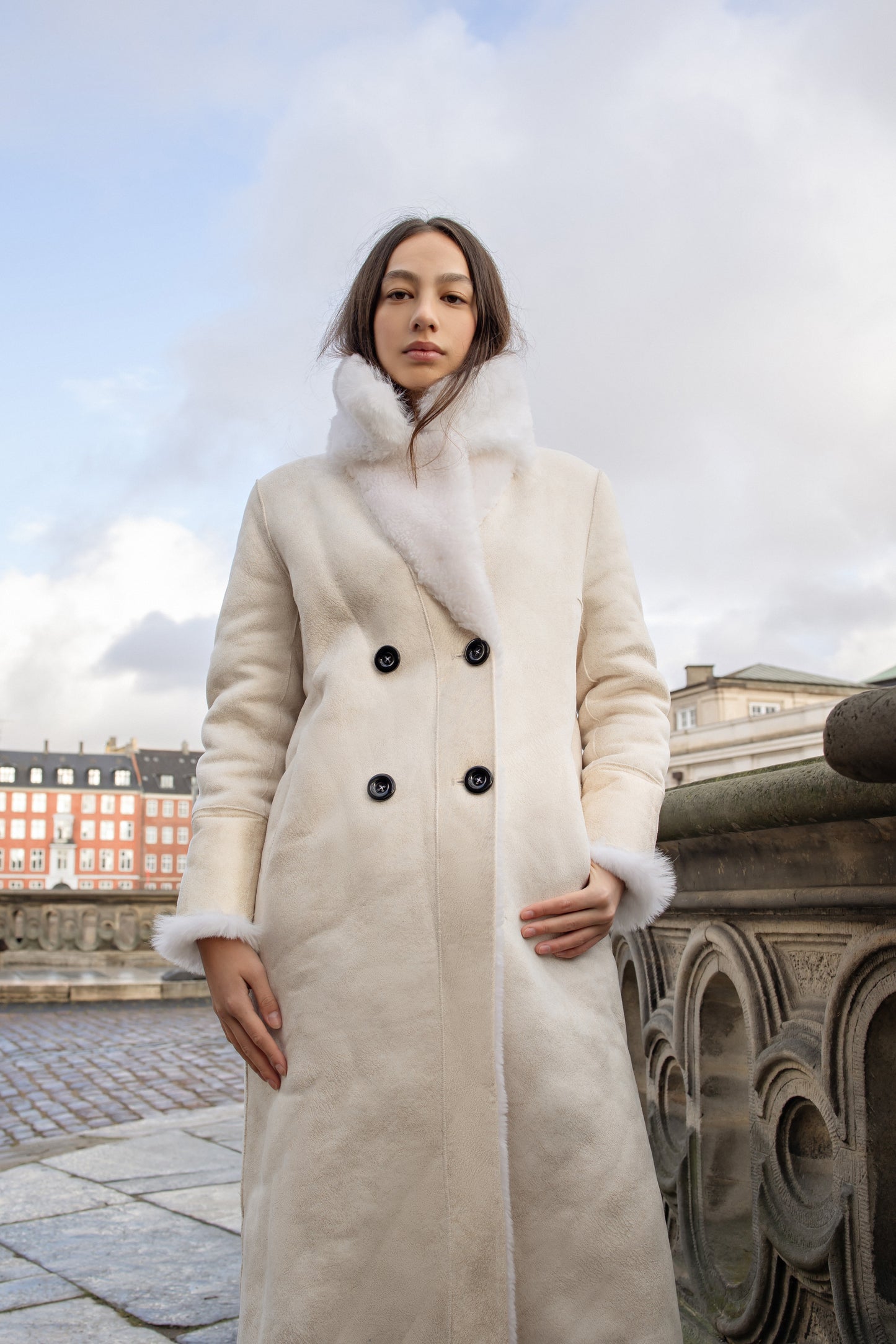 Leona Wool Coat Long White