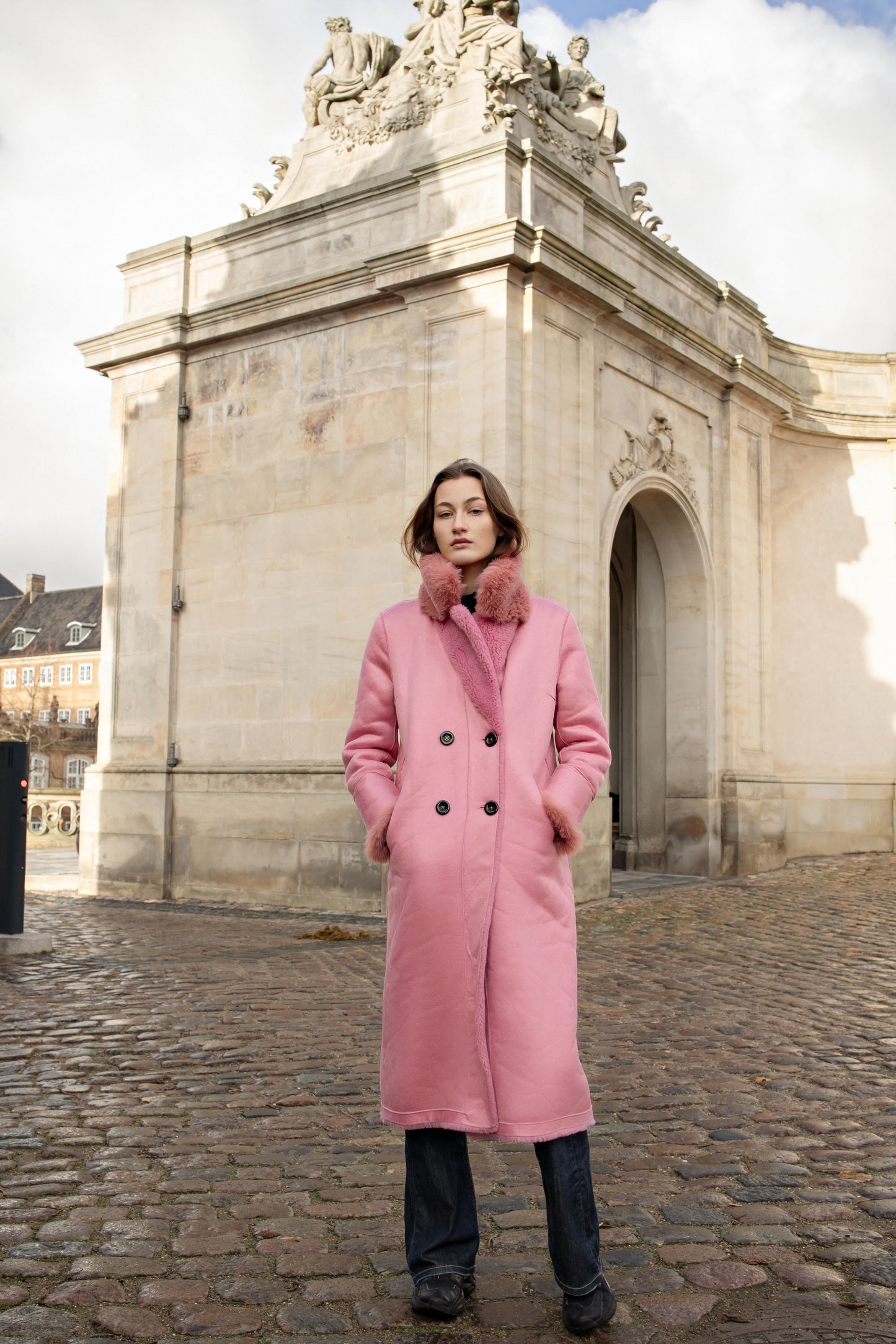 Leona Wool Coat Long Pink