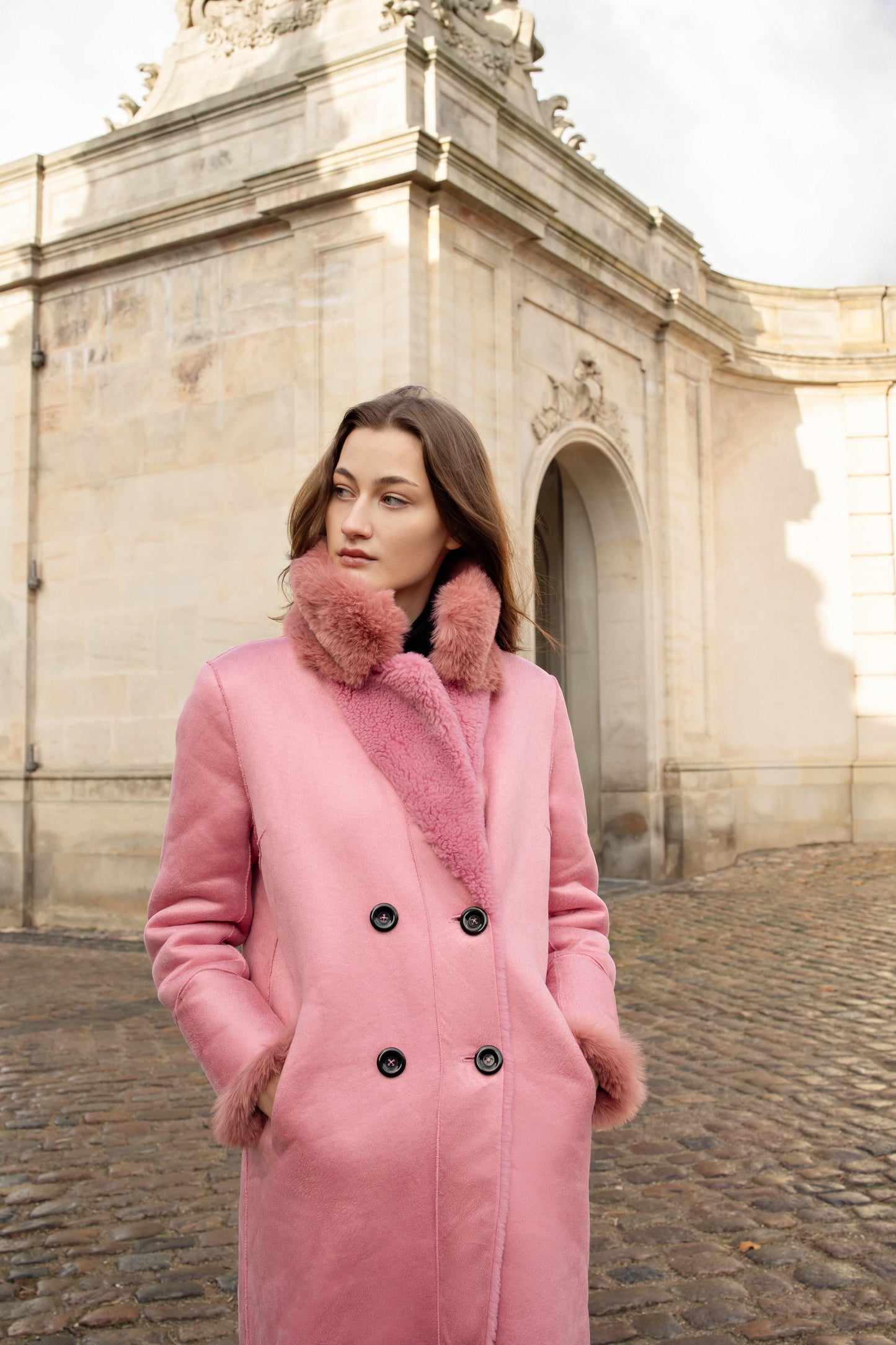Leona Wool Coat Long Pink