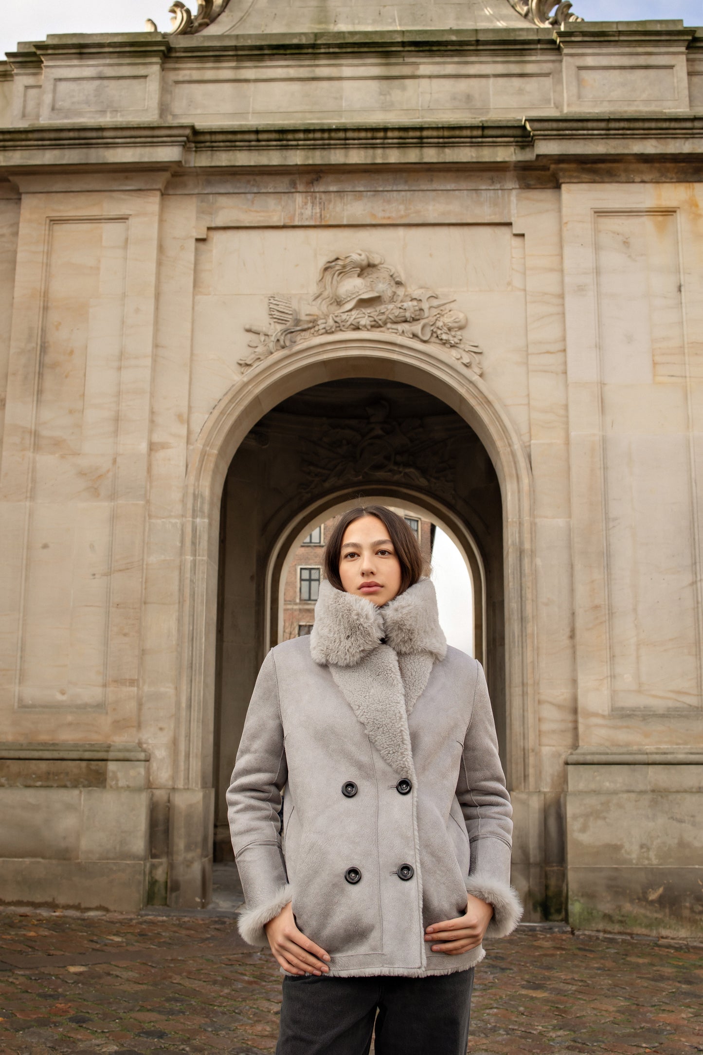 Leona Wool Coat Short Light Grey
