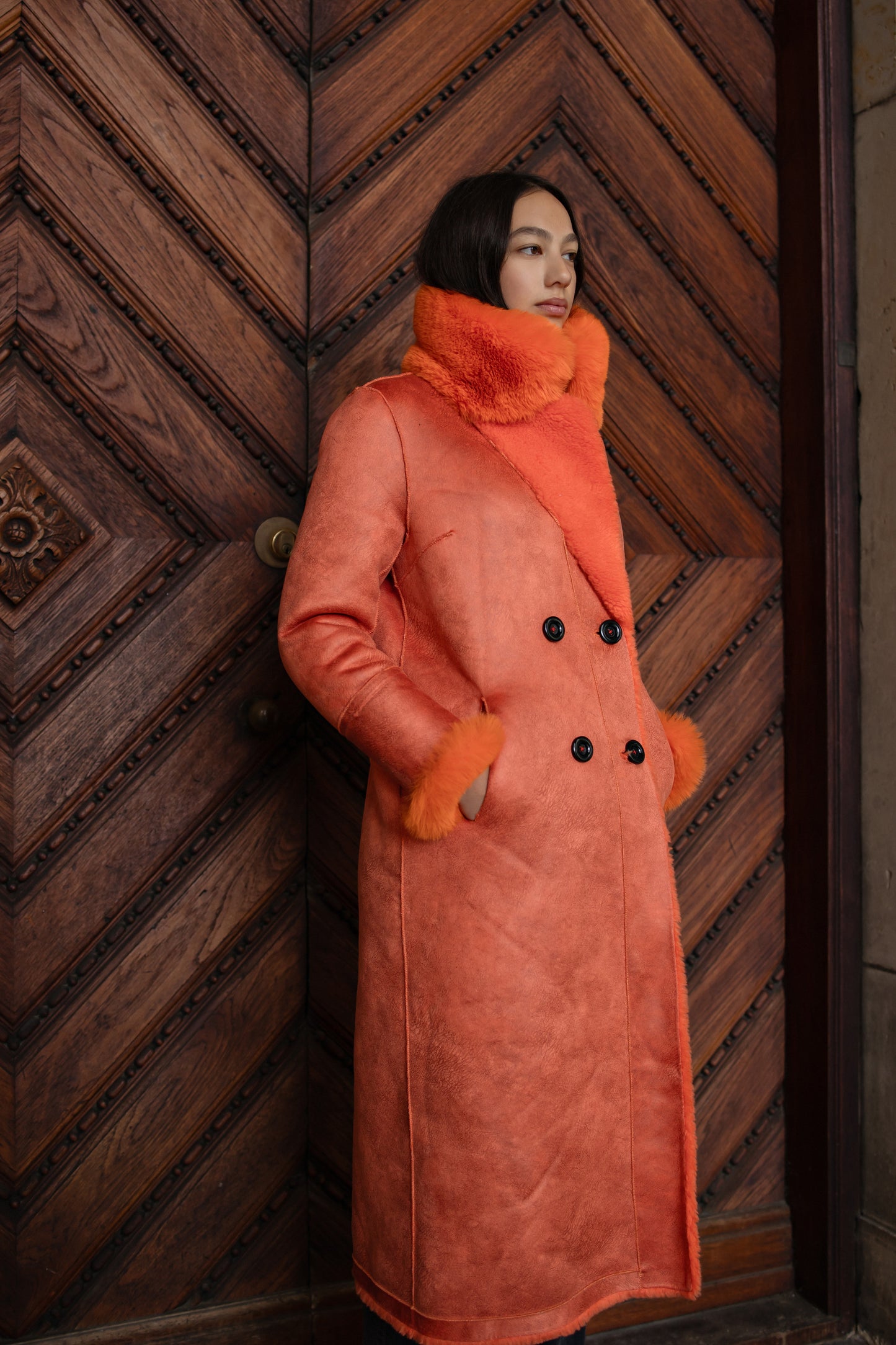 Leona Wool Coat Long Orange