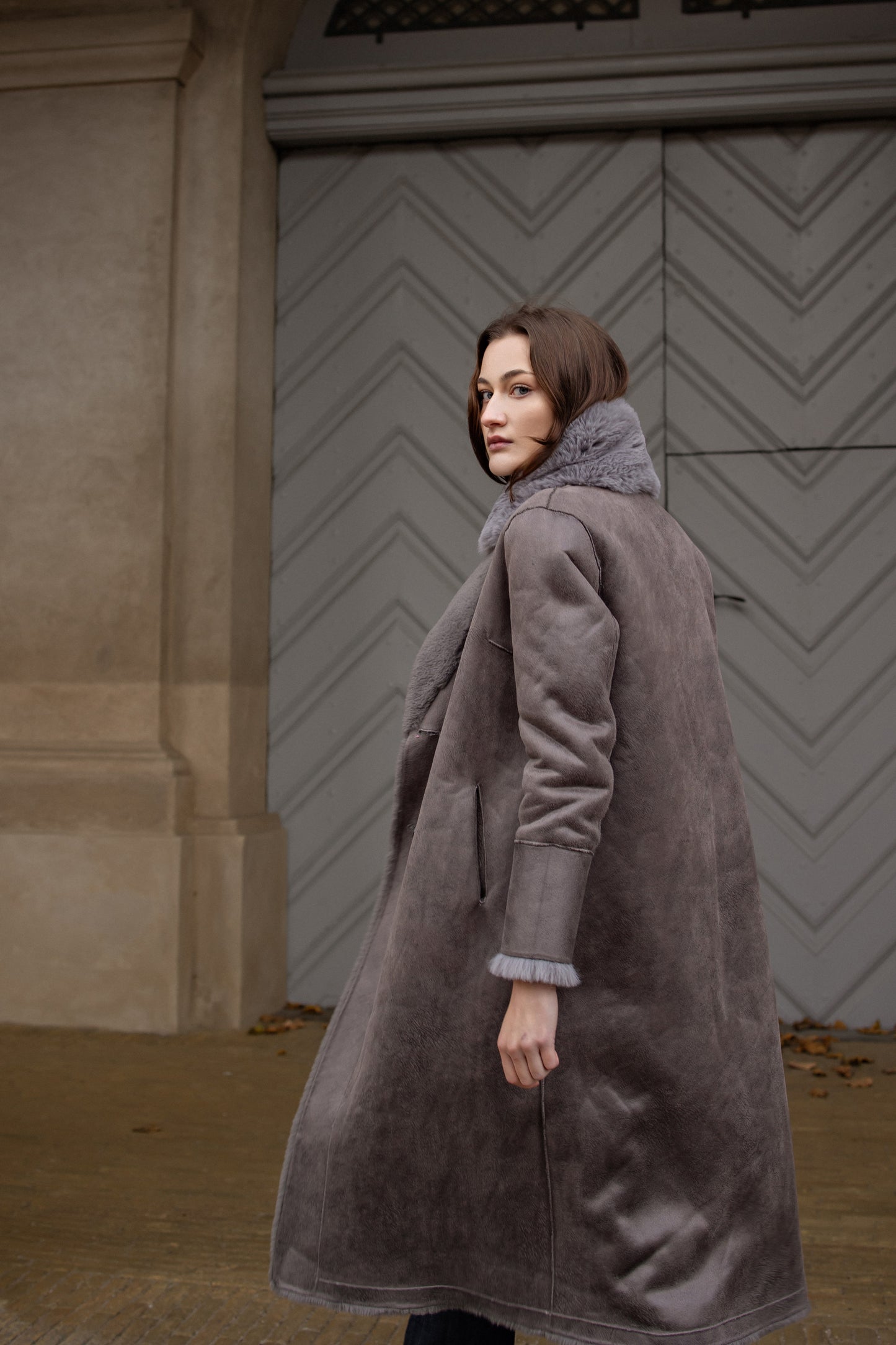 Leona Wool Coat Long Light Grey