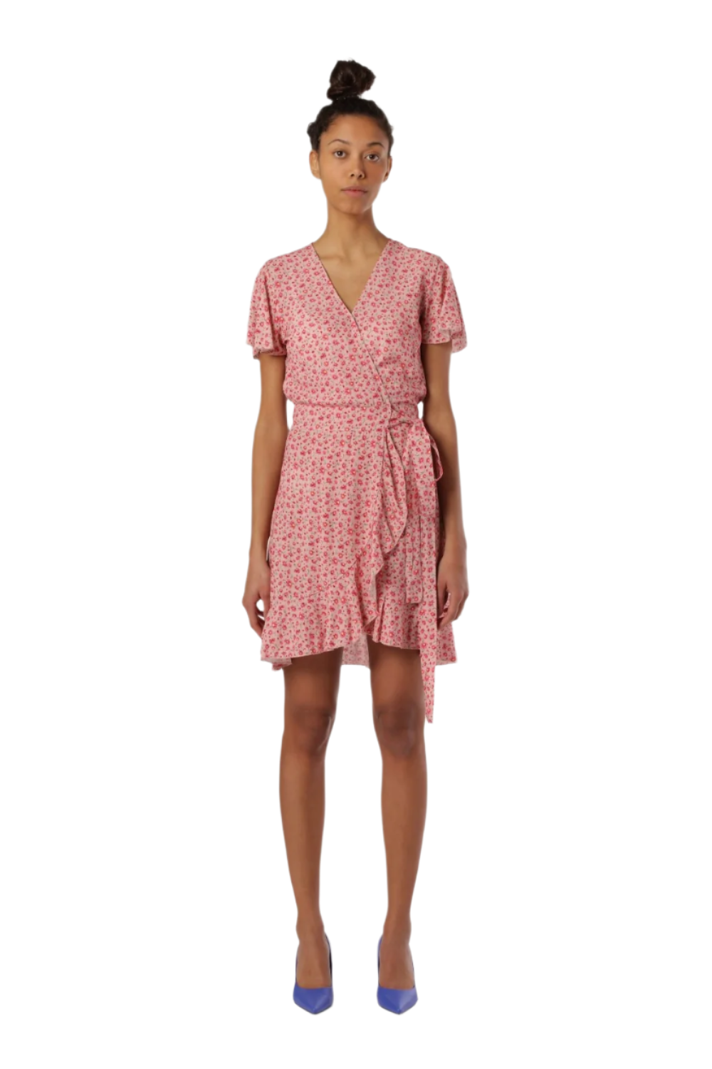 Milly Wrap Dress Short Light Pink Flower