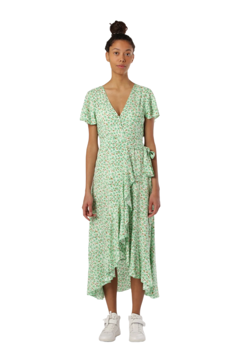 Milly Wrap Dress Long Light Green Flower