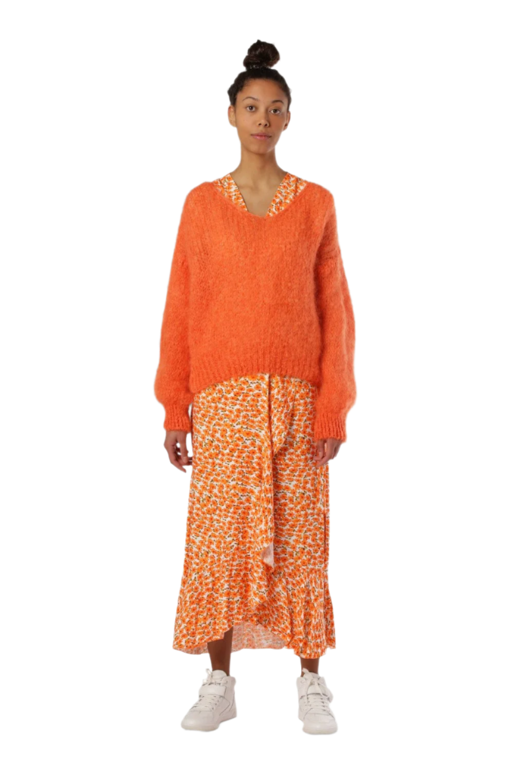 Milly Wrap Dress Long Orange Flower