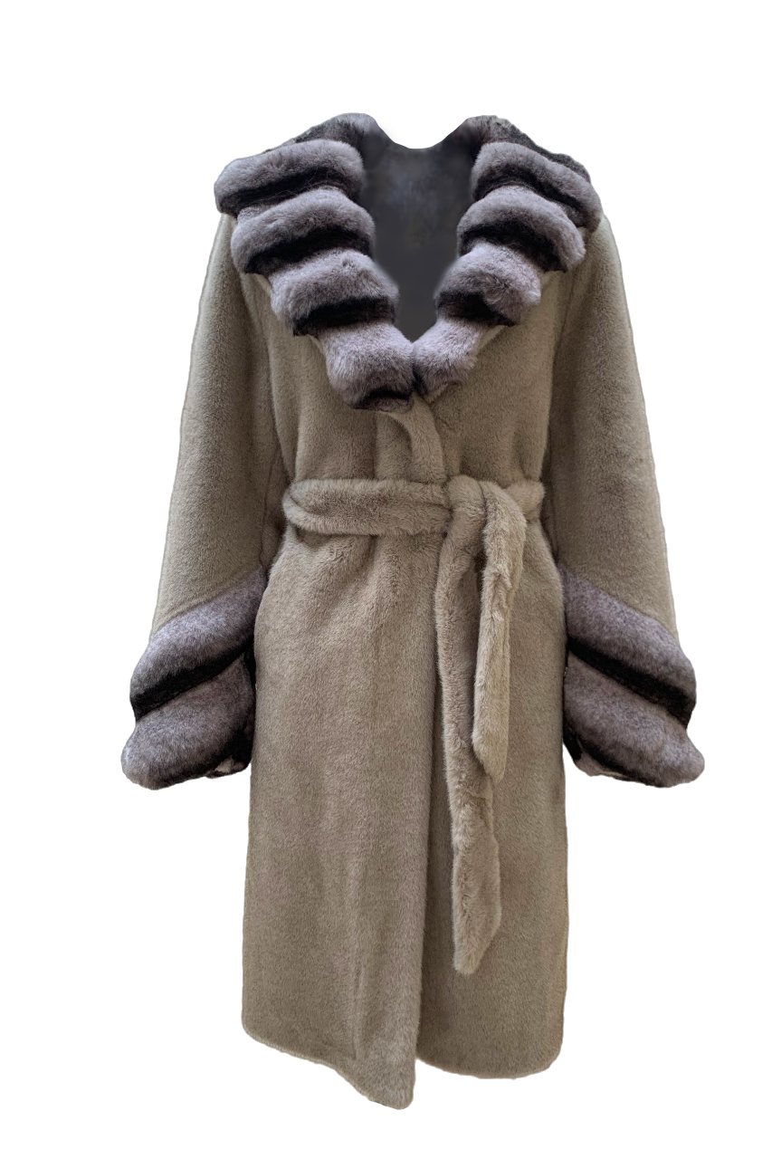 Lusy Faux Fur Long Dark Beige