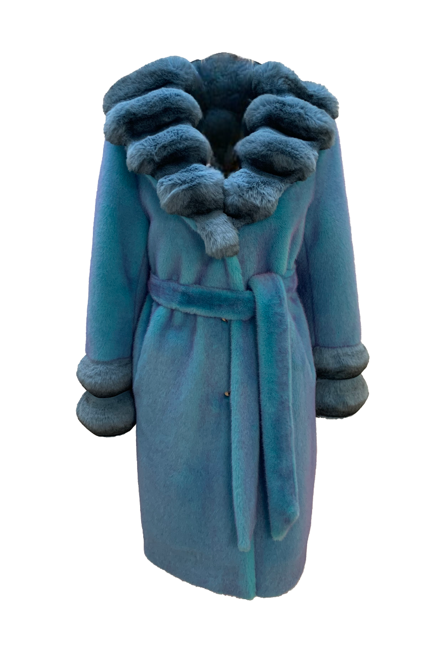 Sophia Faux Fur Long Blue - Sample