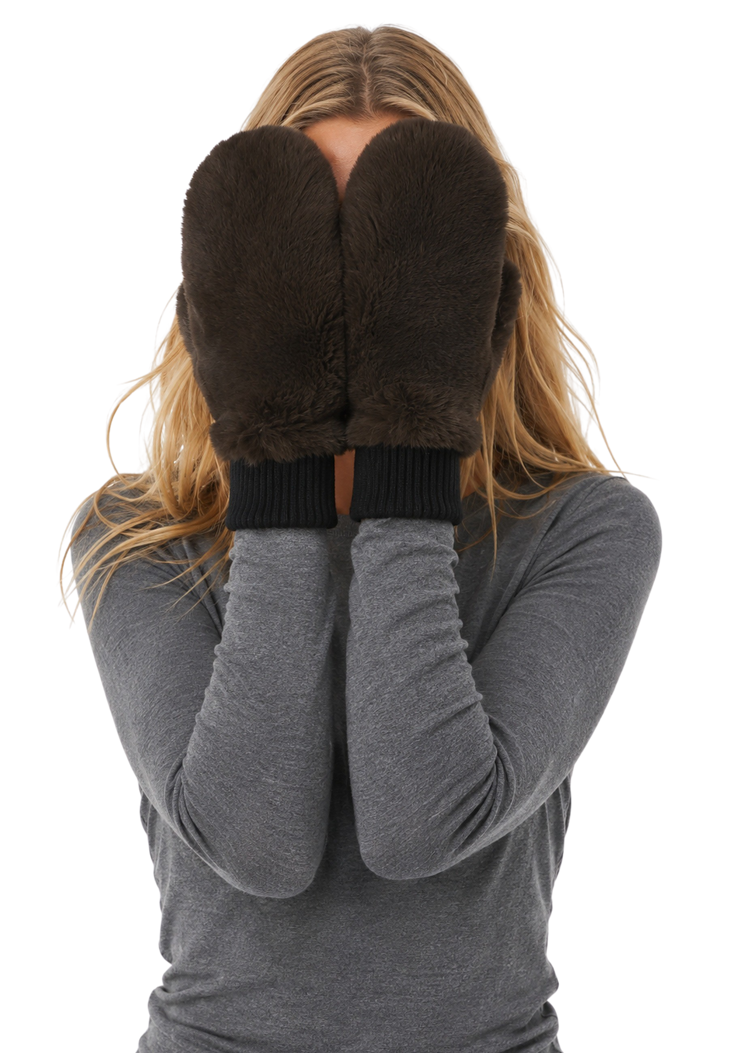 Ted Faux Fur Mittens Brown image