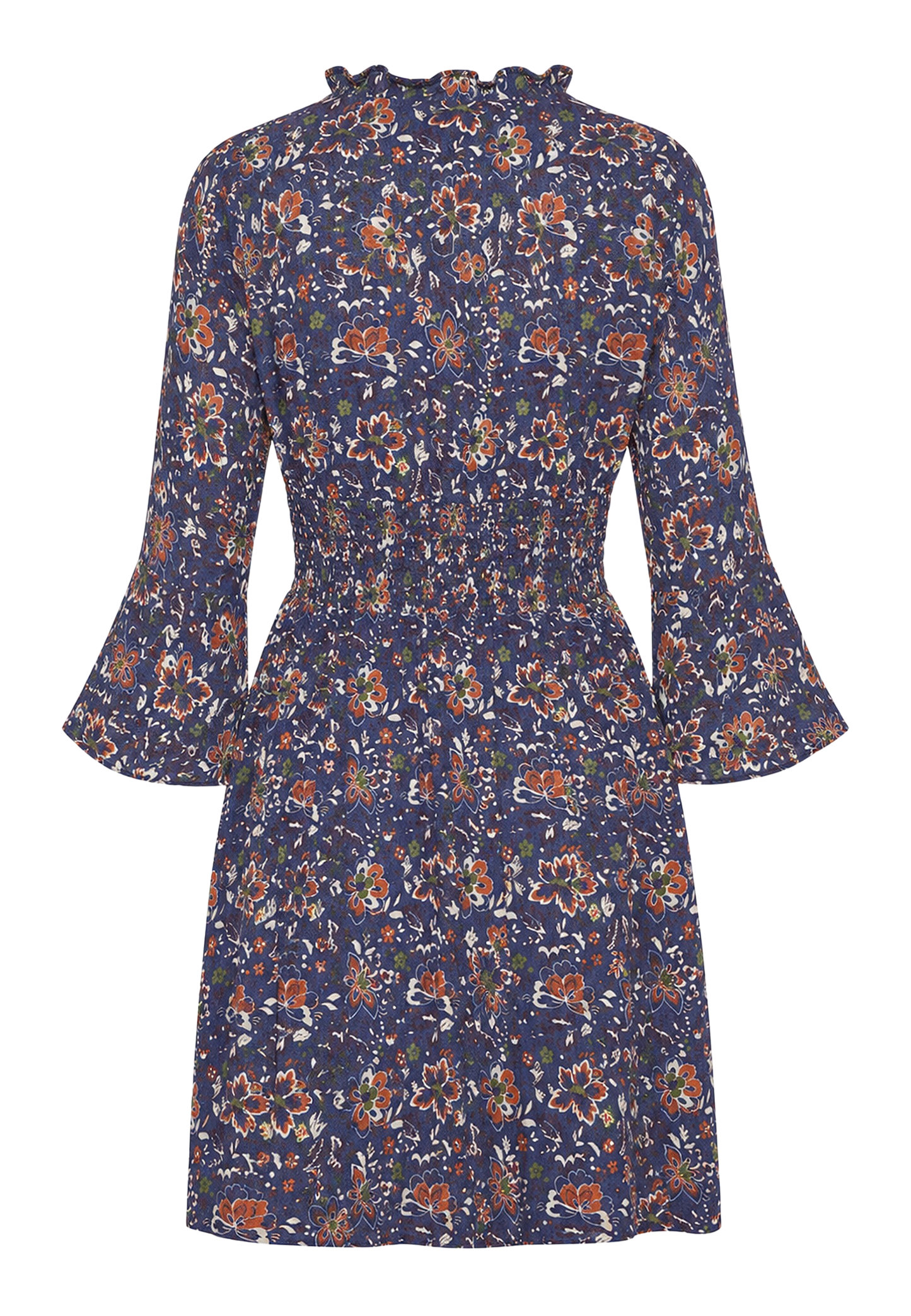 Sally Cotton Short Dress Blue Multi Small Flower image