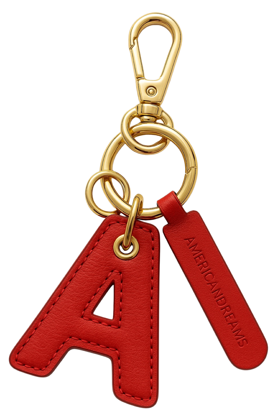 A Signature Leather Key Chain Lipstick Red