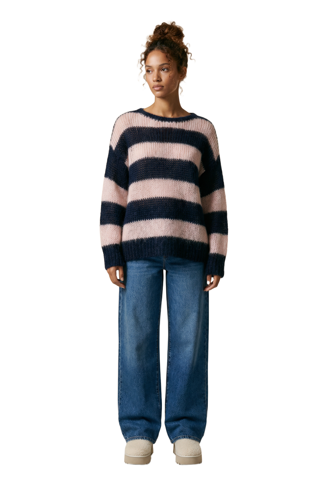 Amira Knit Pullover Navy / Light Pink Striped