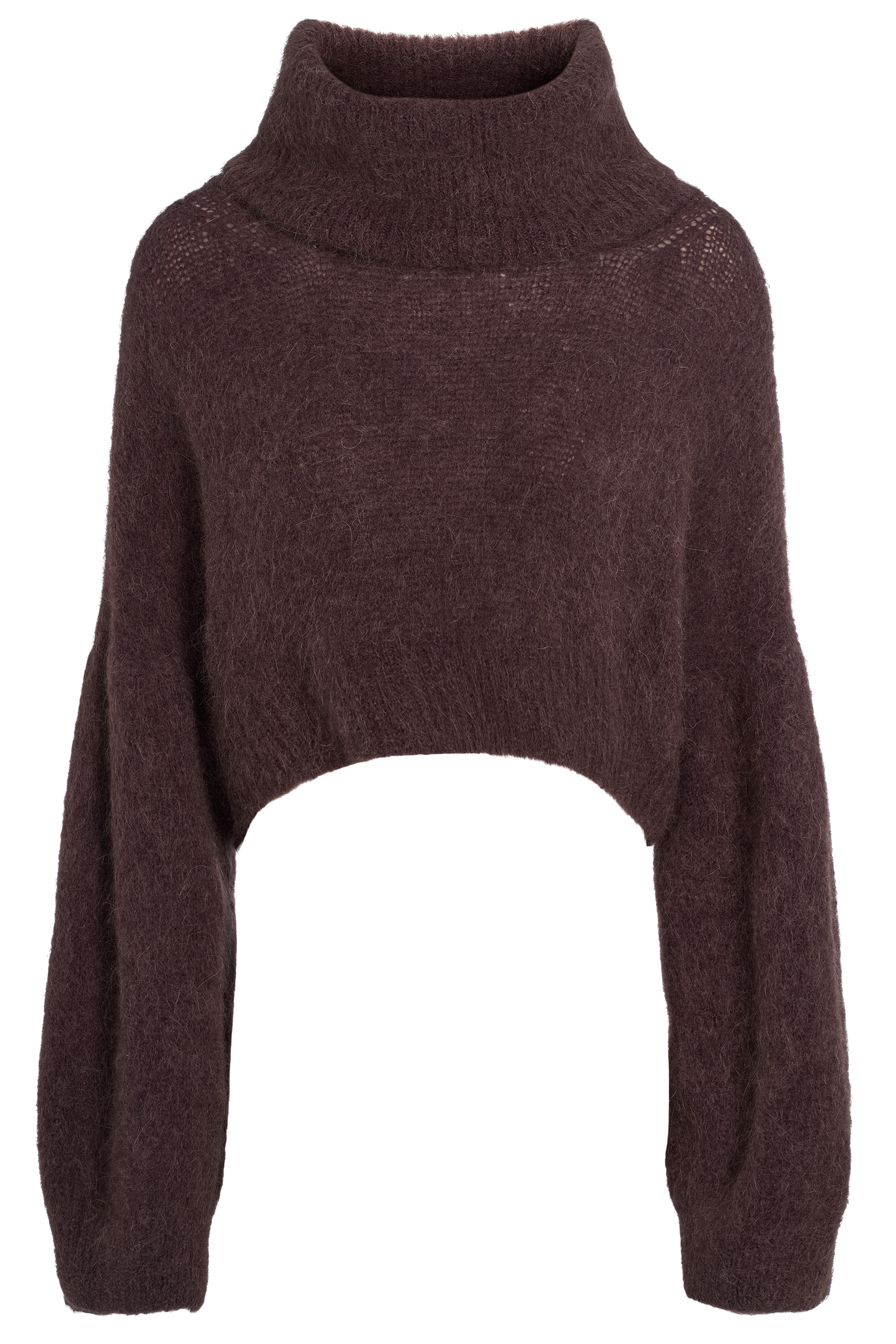 Andrea Rollneck Cropped Alpaca Pullover Cocoa