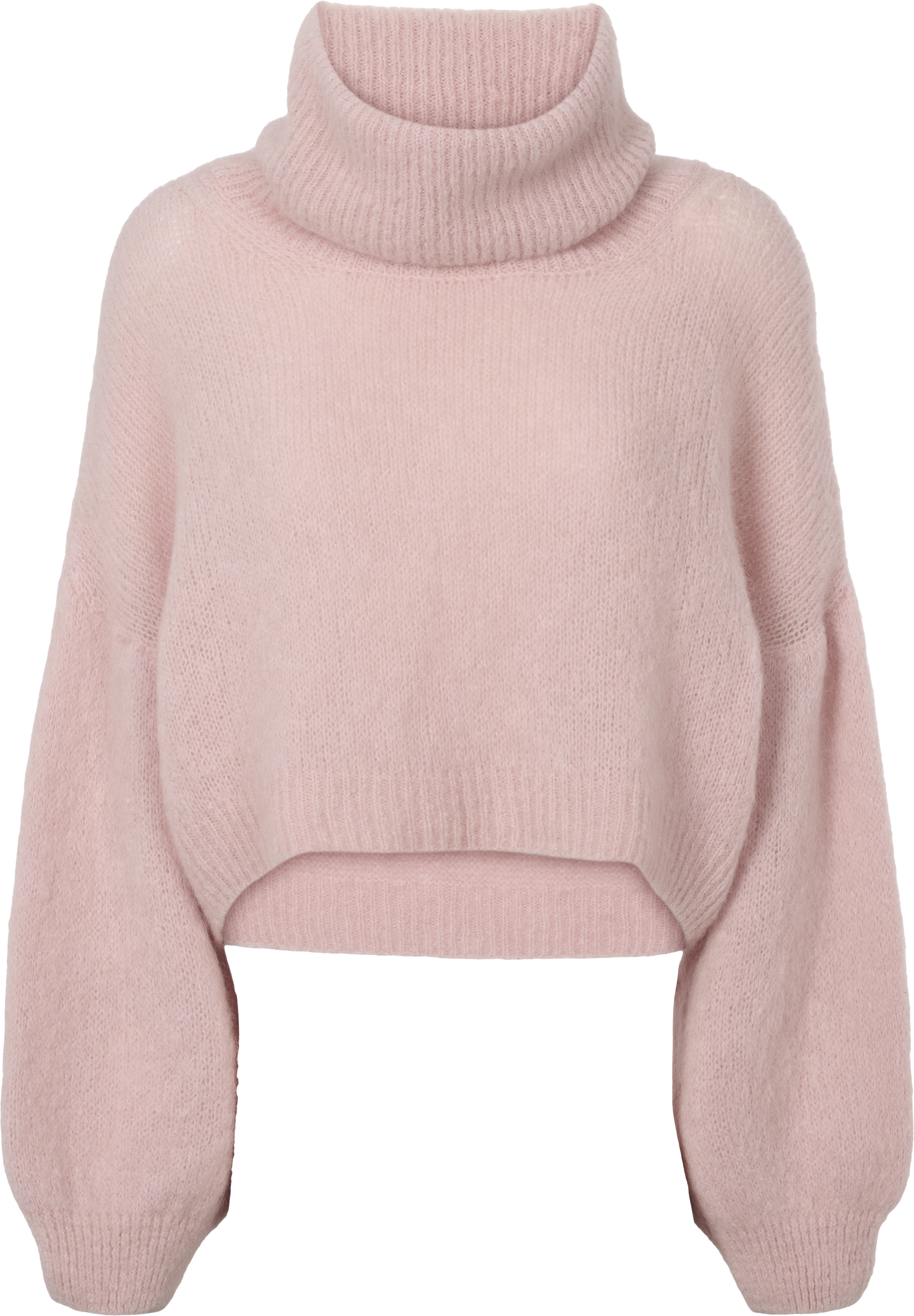 Andrea Rollneck Cropped Alpaca Pullover Light Pink