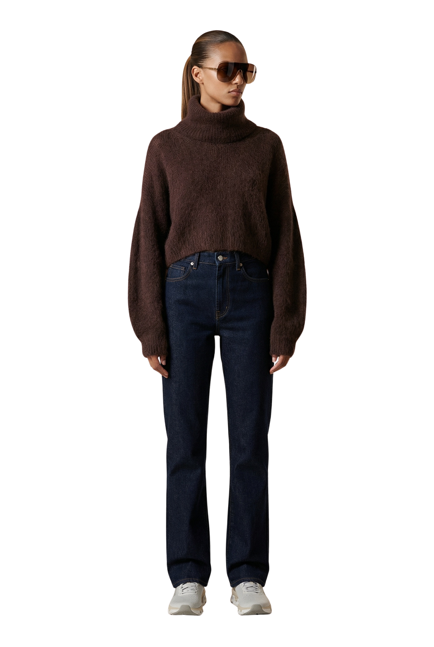 Andrea Rollneck Cropped Alpaca Pullover Cocoa