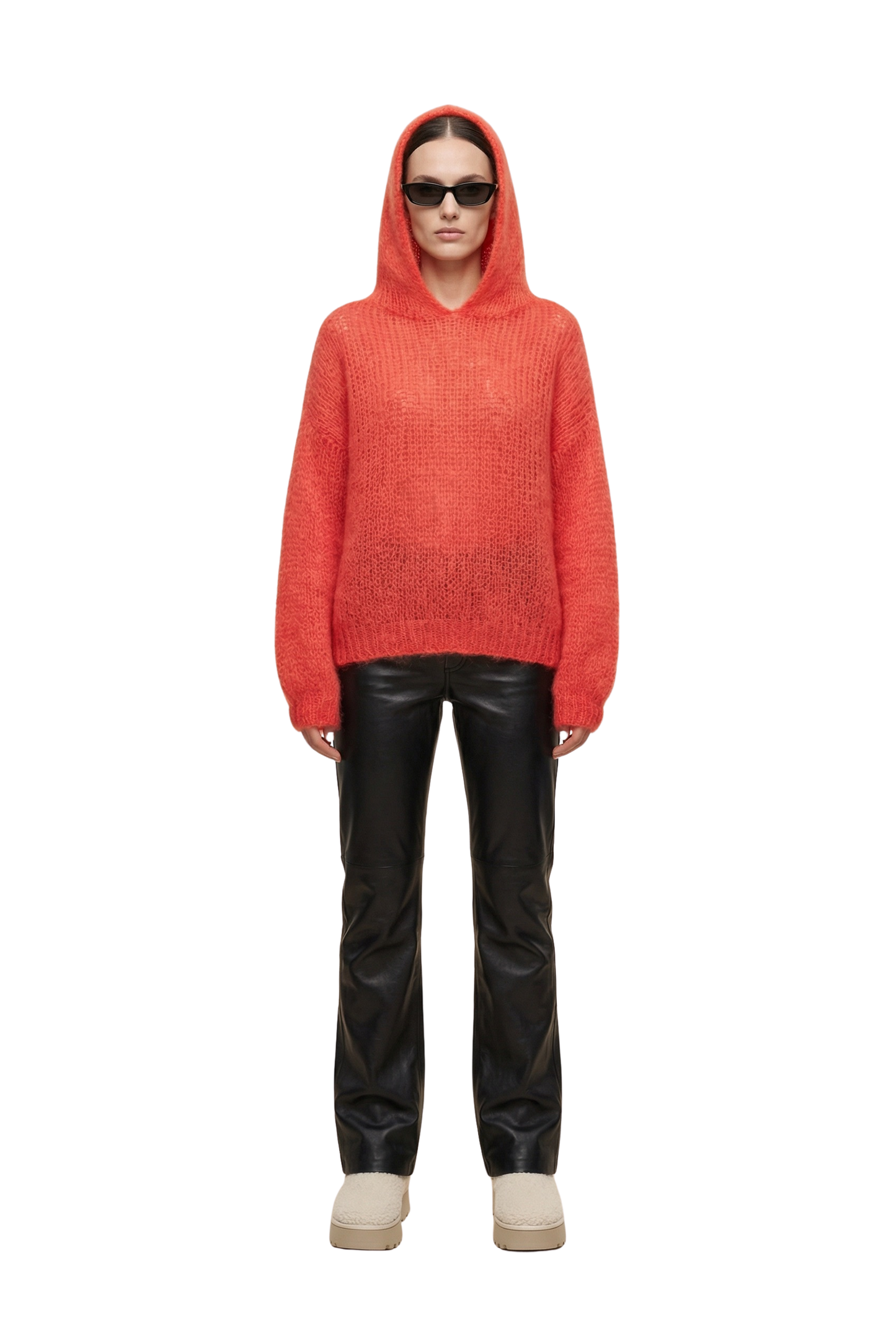 Antonella Mohair Hoodie Coral Red