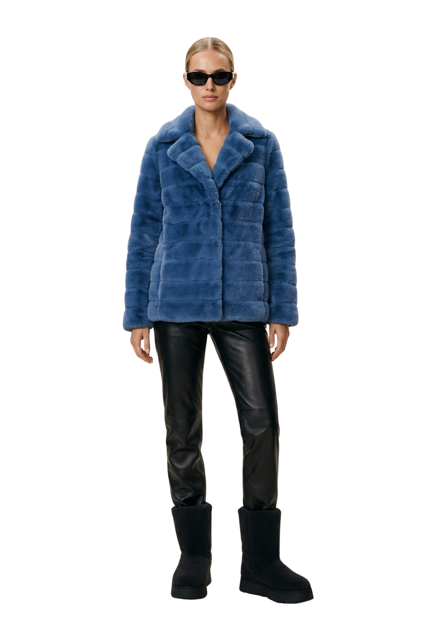 Bailey Faux Fur Coat Short Sky Blue
