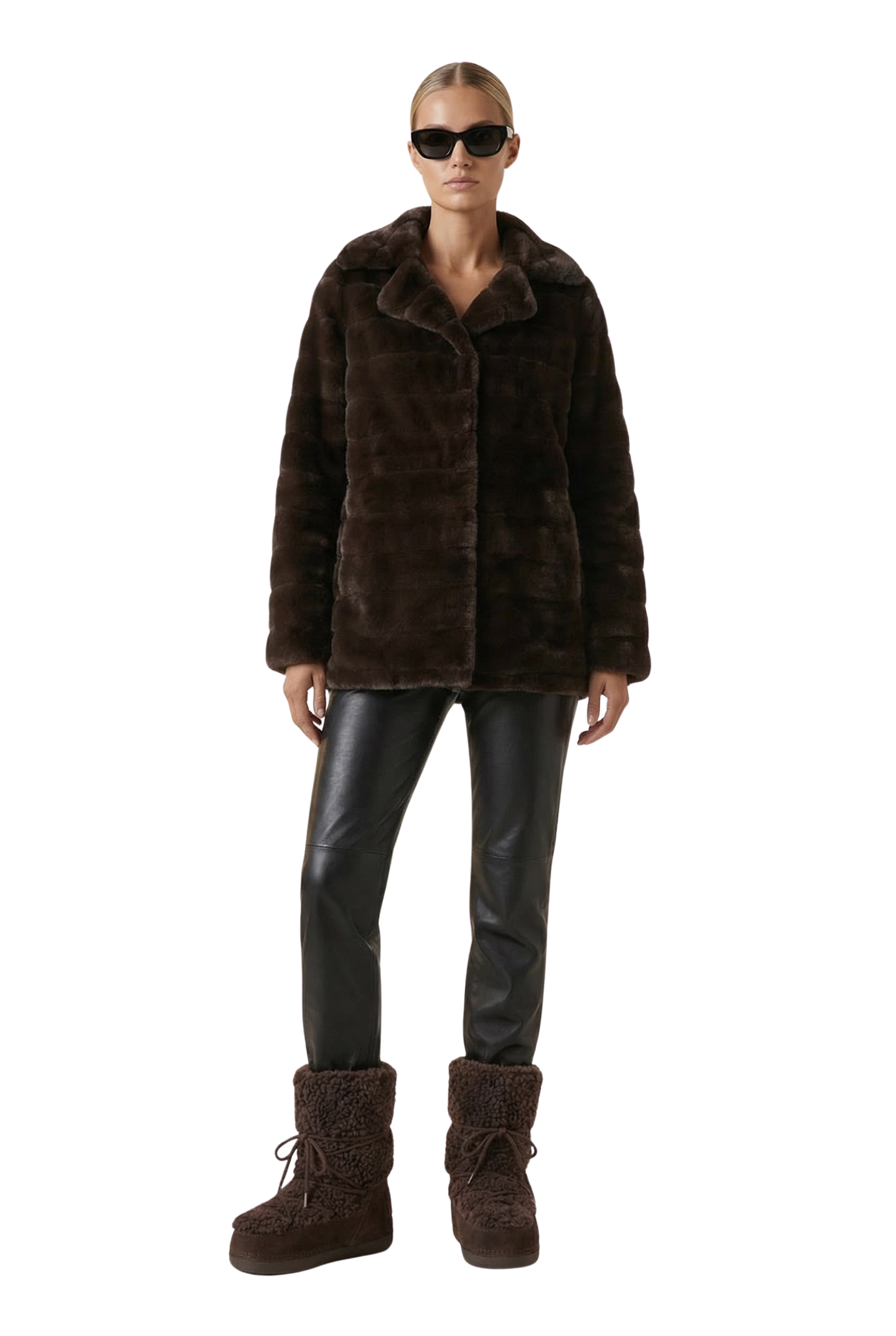 Bailey Faux Fur Coat Short Dark Brown