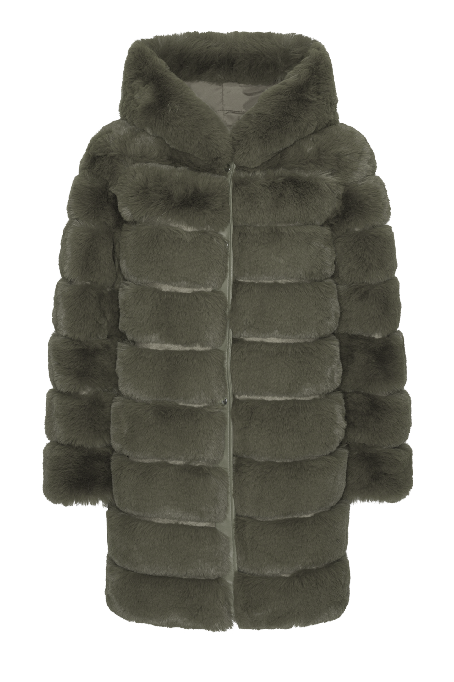 Blake Faux Fur Coat Long Dusty Green