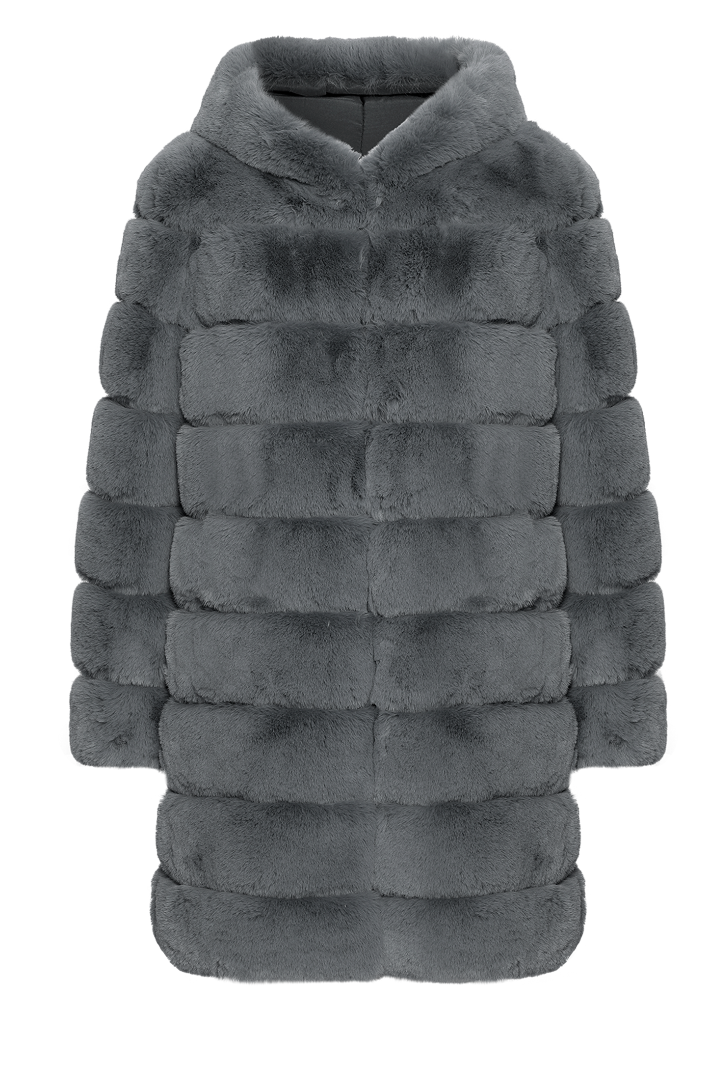 Blake Faux Fur Coat Long Dark Grey