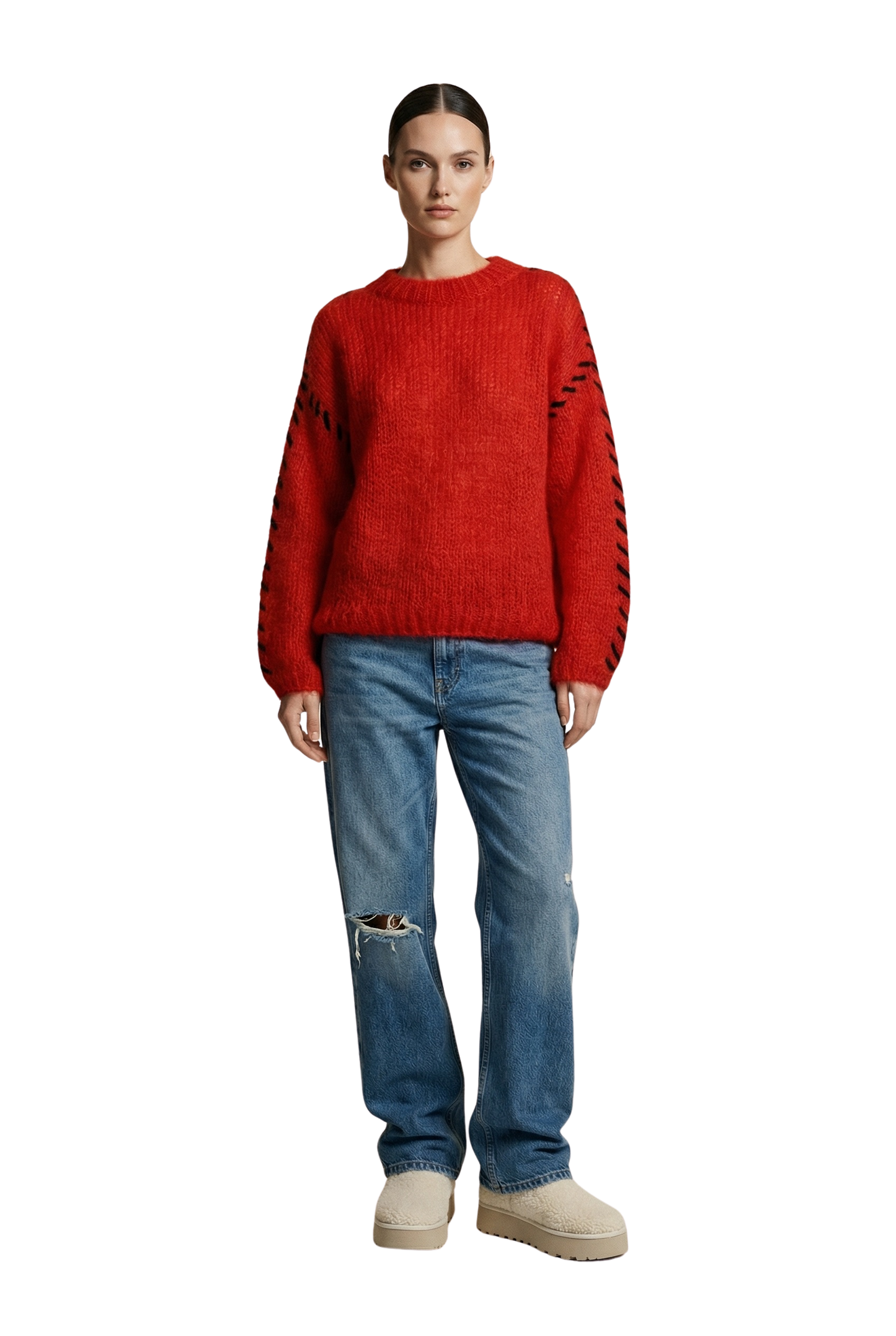 Catia Mohair Stitch Pullover Lipstick Red