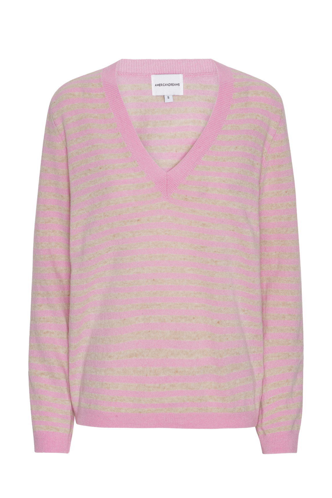 Christy V Neck Cashmere Pullover Light Pink / Beige