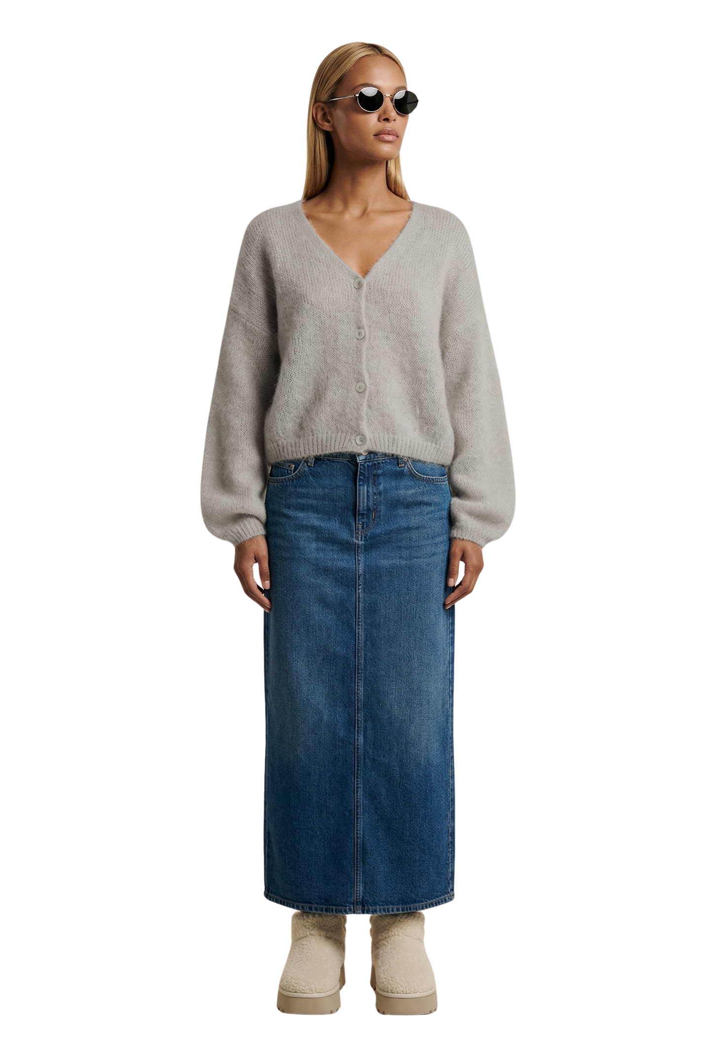 Cornelia Cropped Cardigan Light Grey