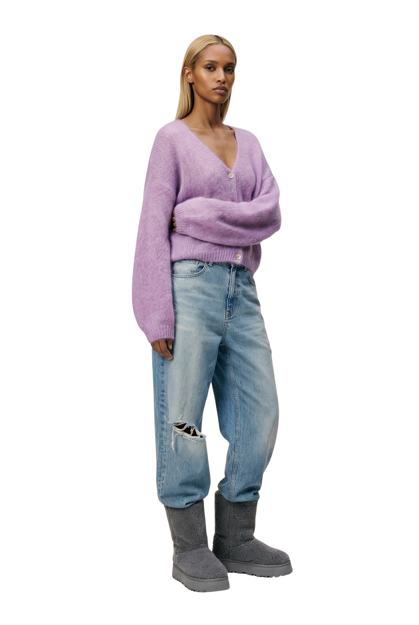Cornelia Cropped Cardigan Light Purple
