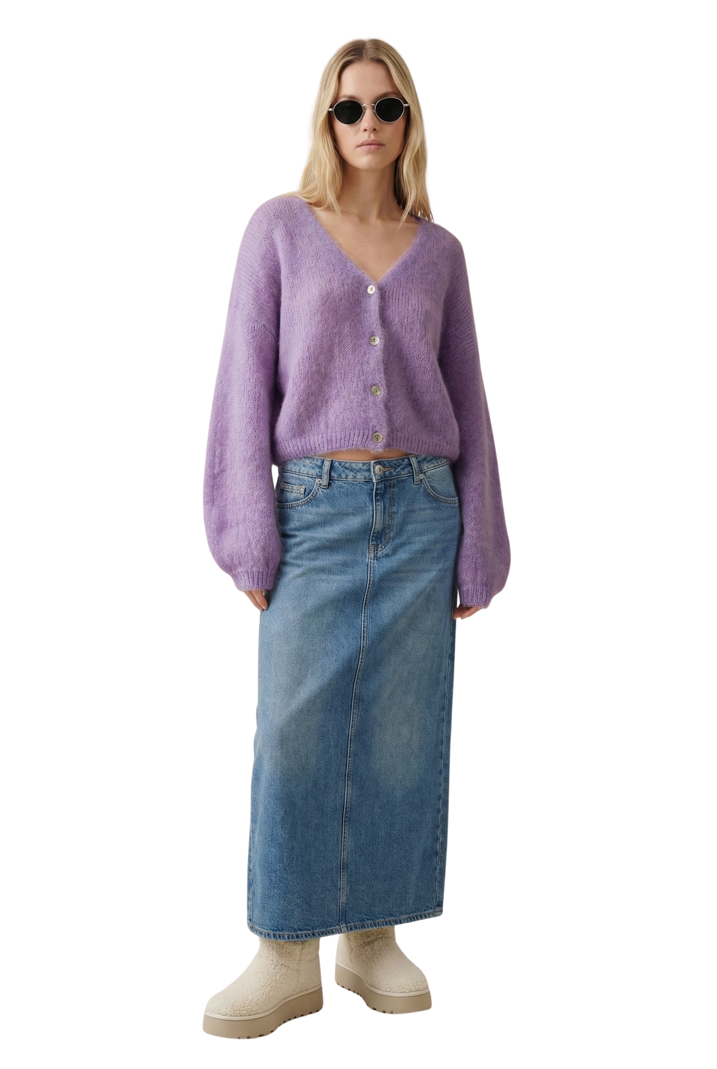 Cornelia Cropped Cardigan Lilac