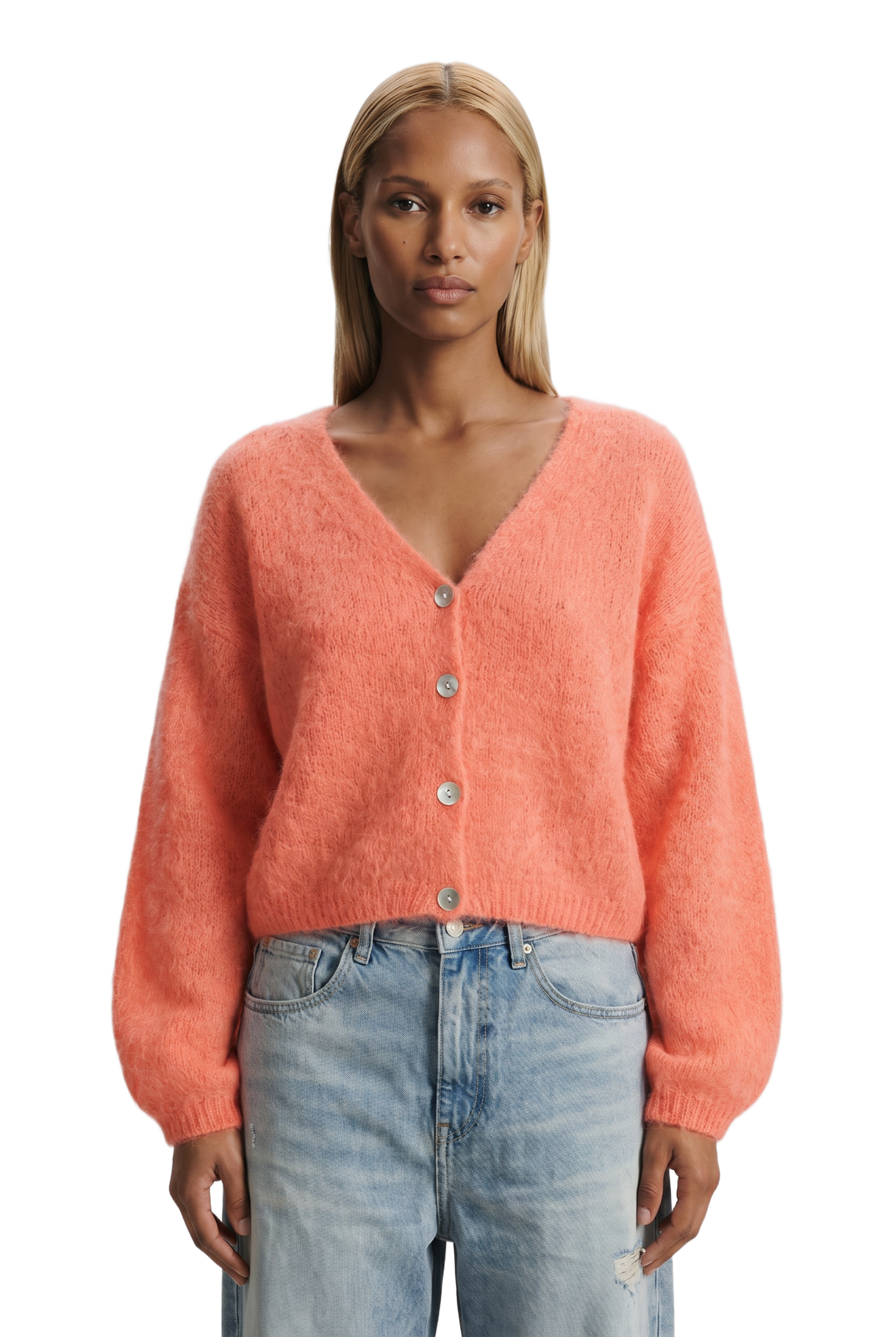 Cornelia Cropped Cardigan Salmon