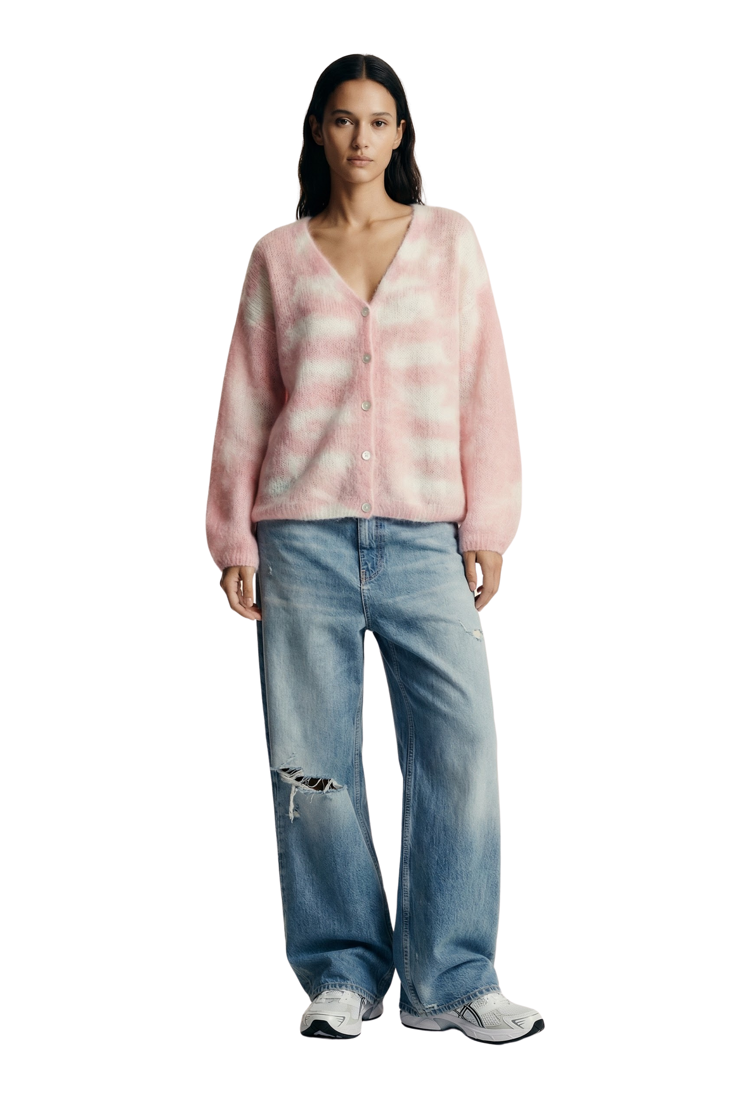 Cornelia LS Cardigan Light Pink/White