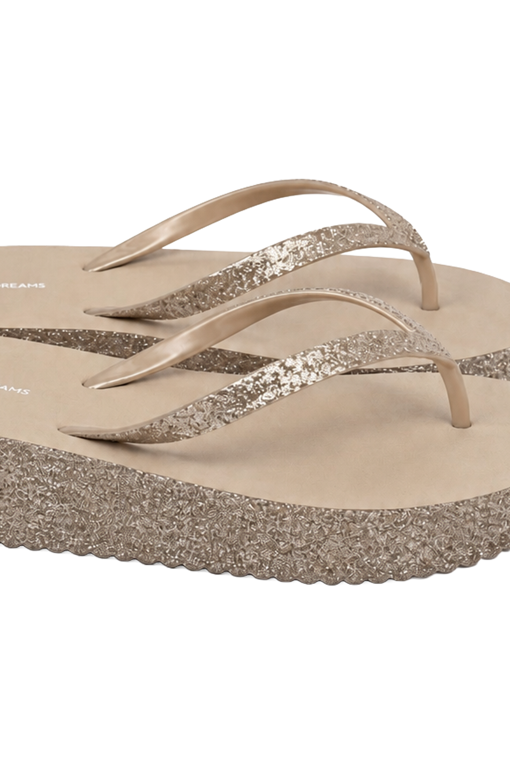 Dream Glitter Flip Flops Taupe