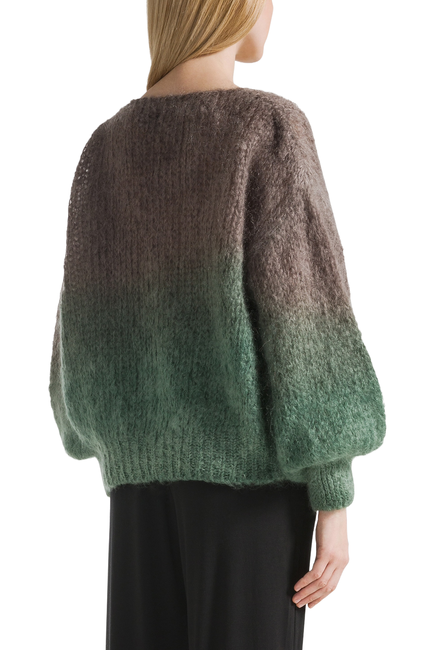 Milana LS Mohair Knit Ombre Dark Taupe/Green