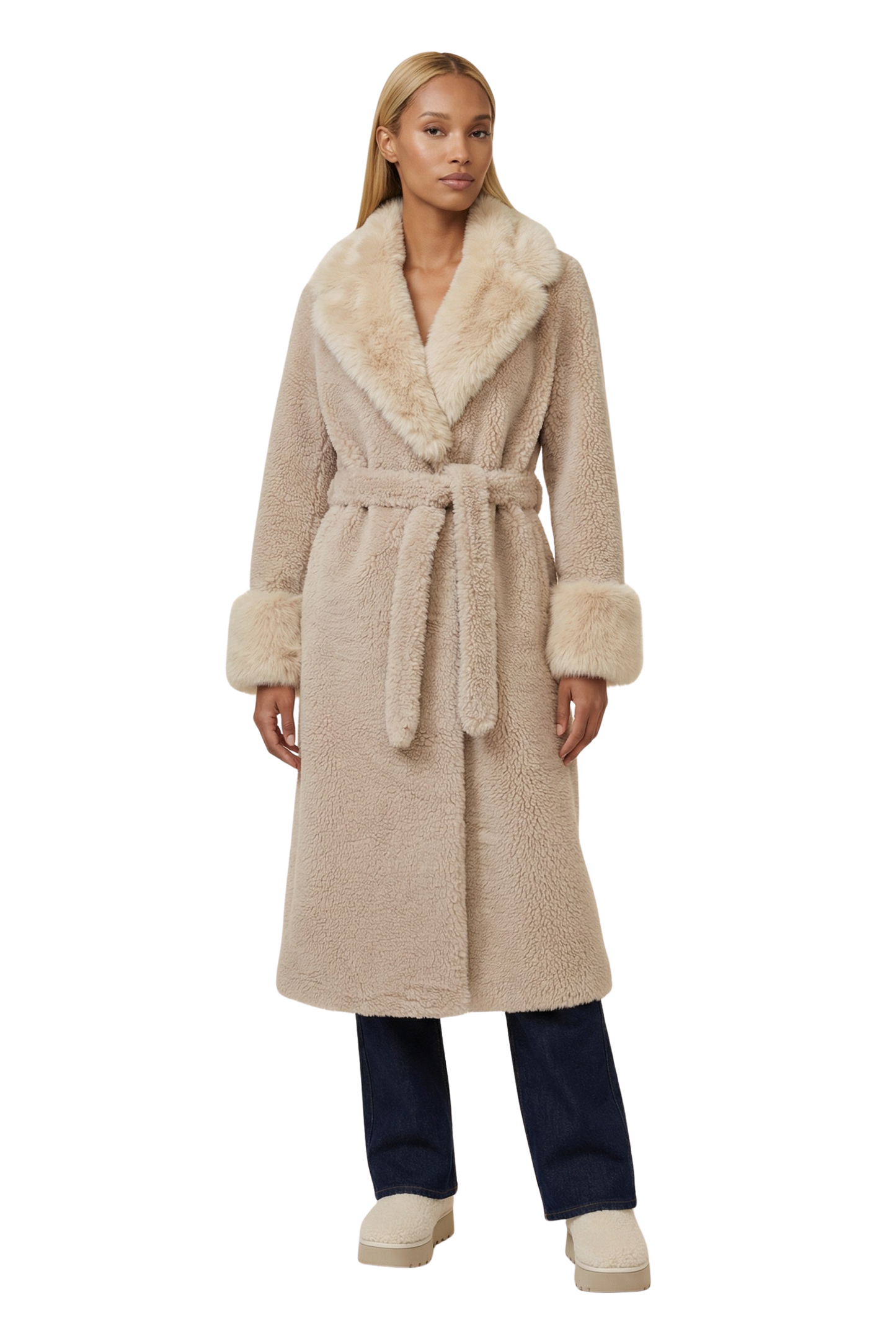 Farah Belted Teddy Coat Biege