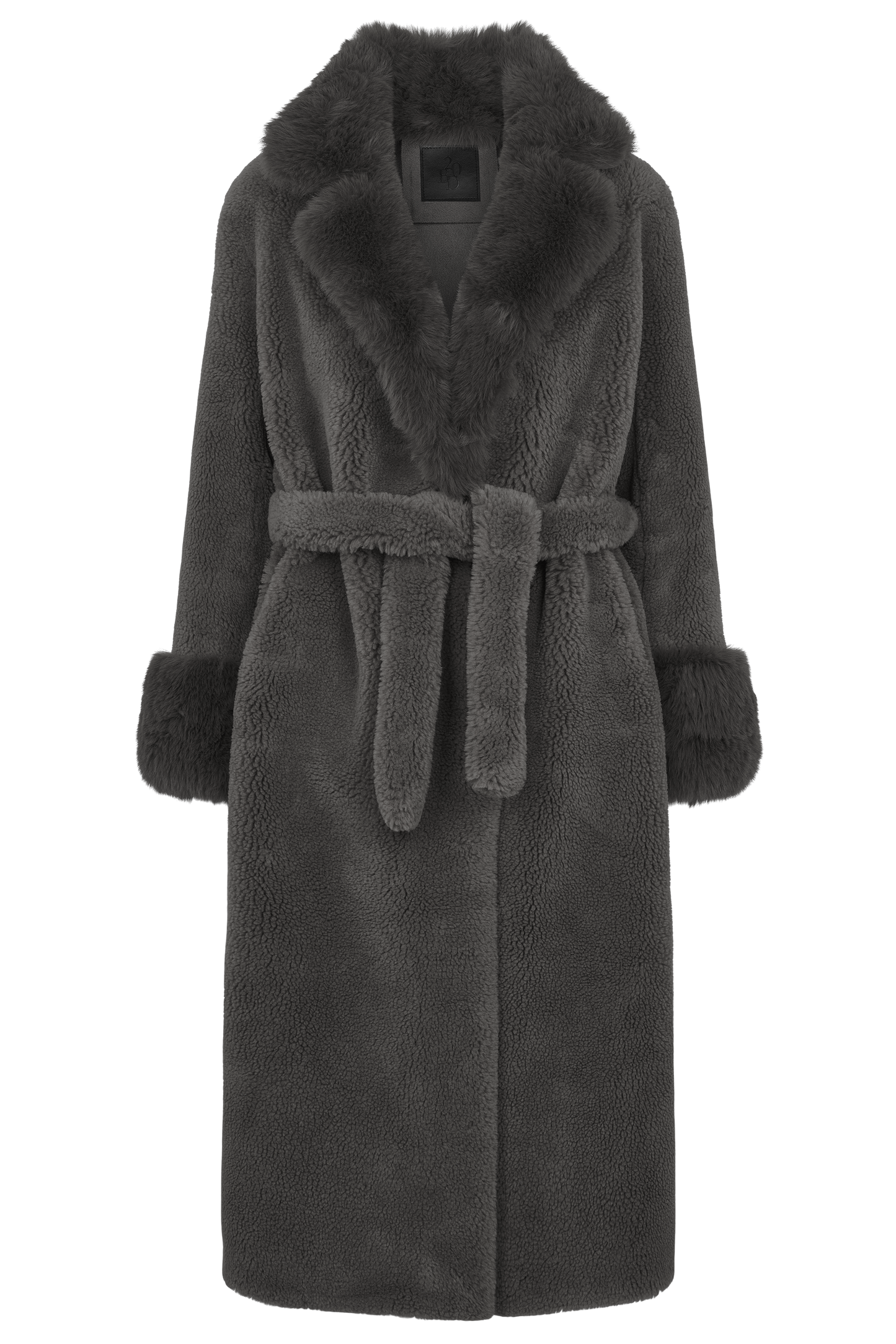 Farah Belted Teddy Coat Grey