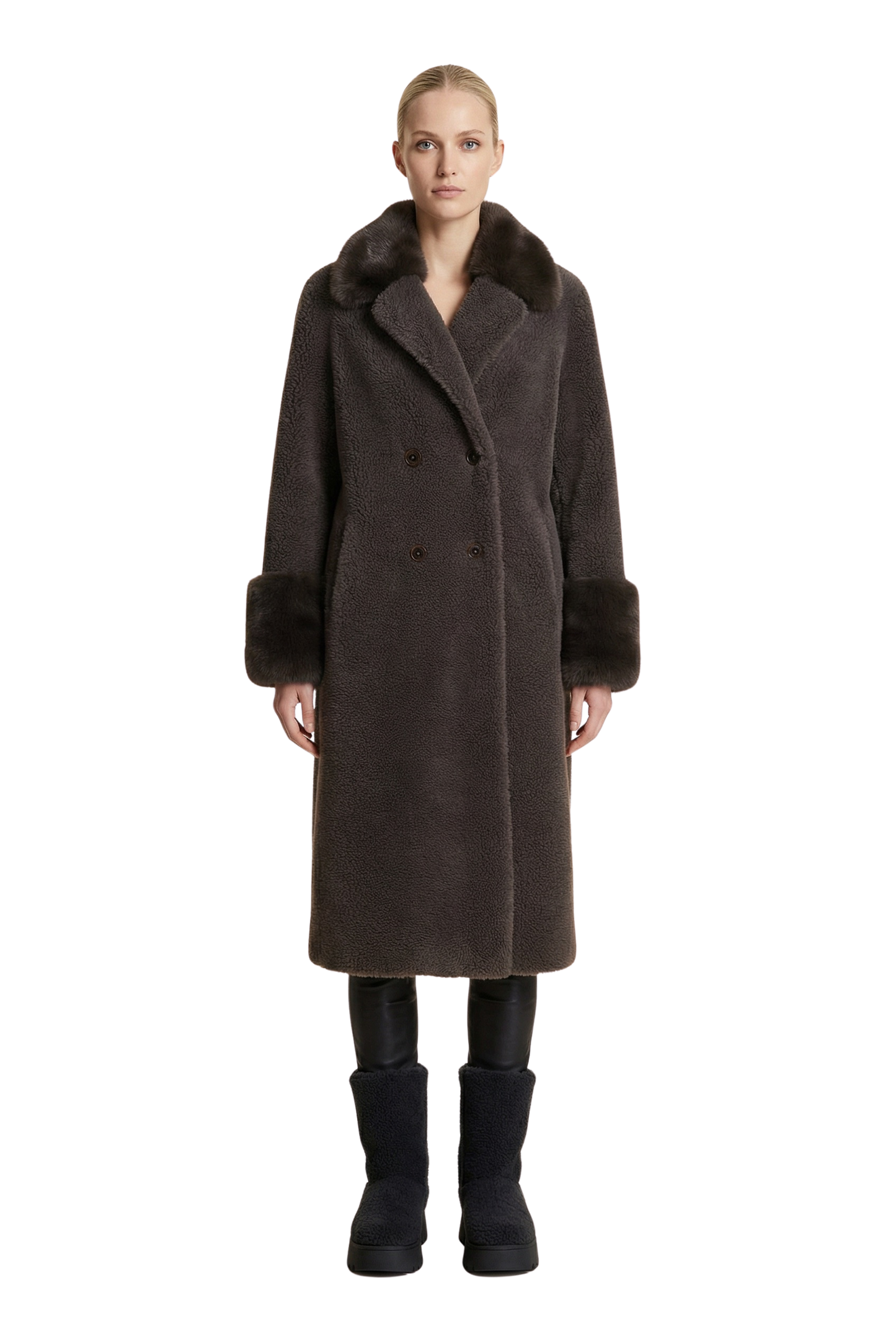 Fiona Long Wool Coat Chocolate Brown