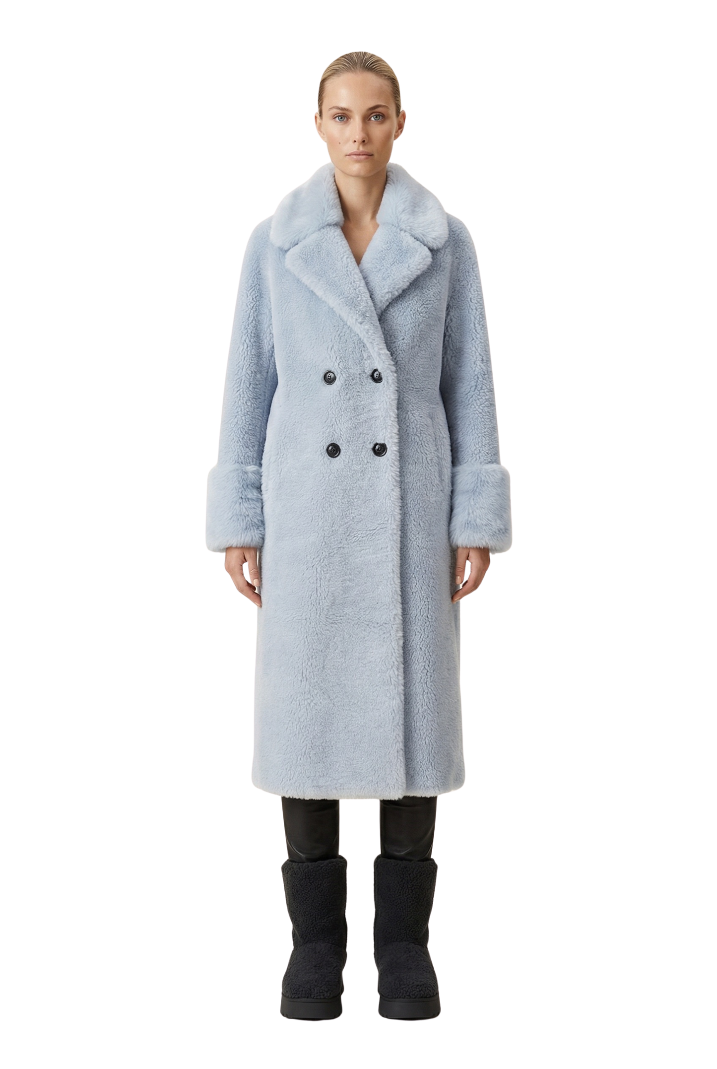 Fiona Long Wool Coat Light Blue