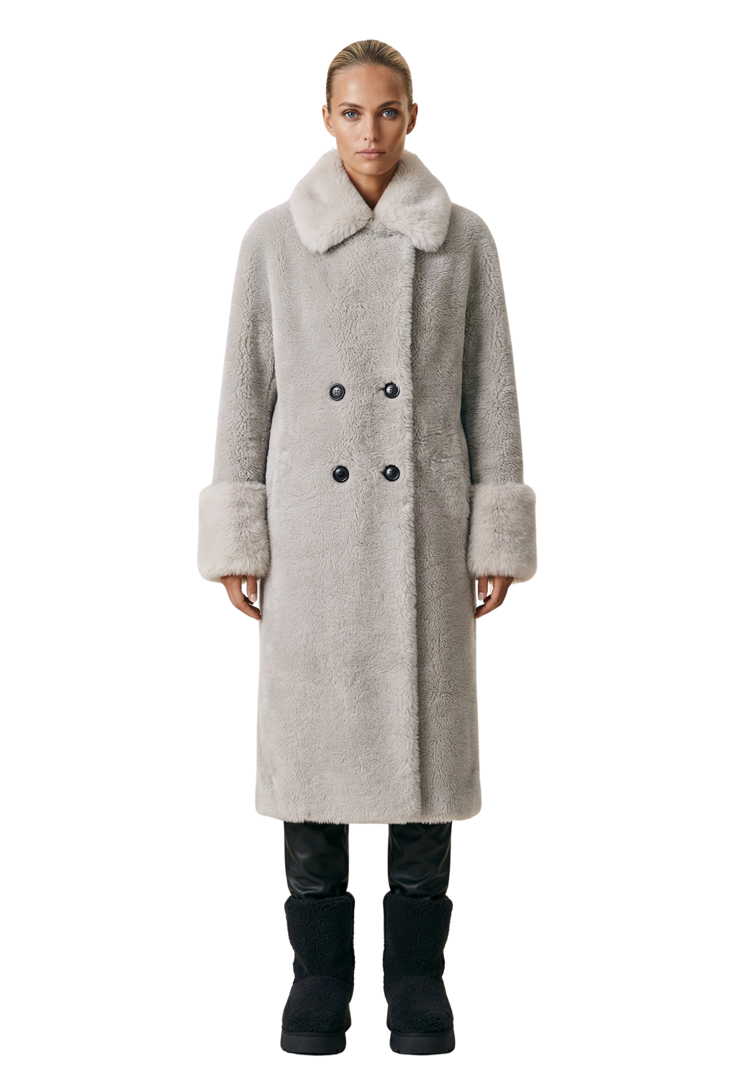 Fiona Long Wool Coat Light Grey