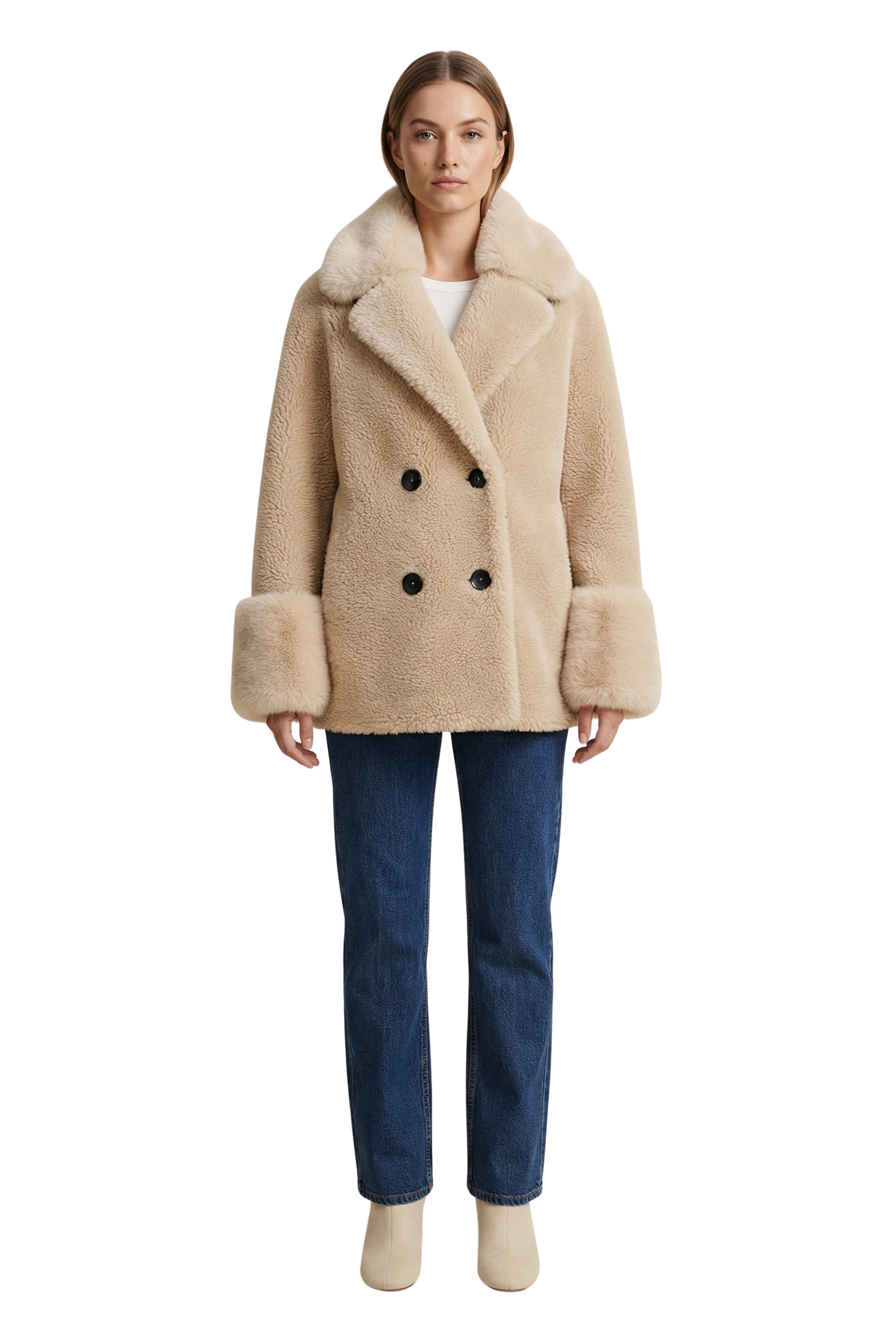 Fiona Short Wool Coat Beige