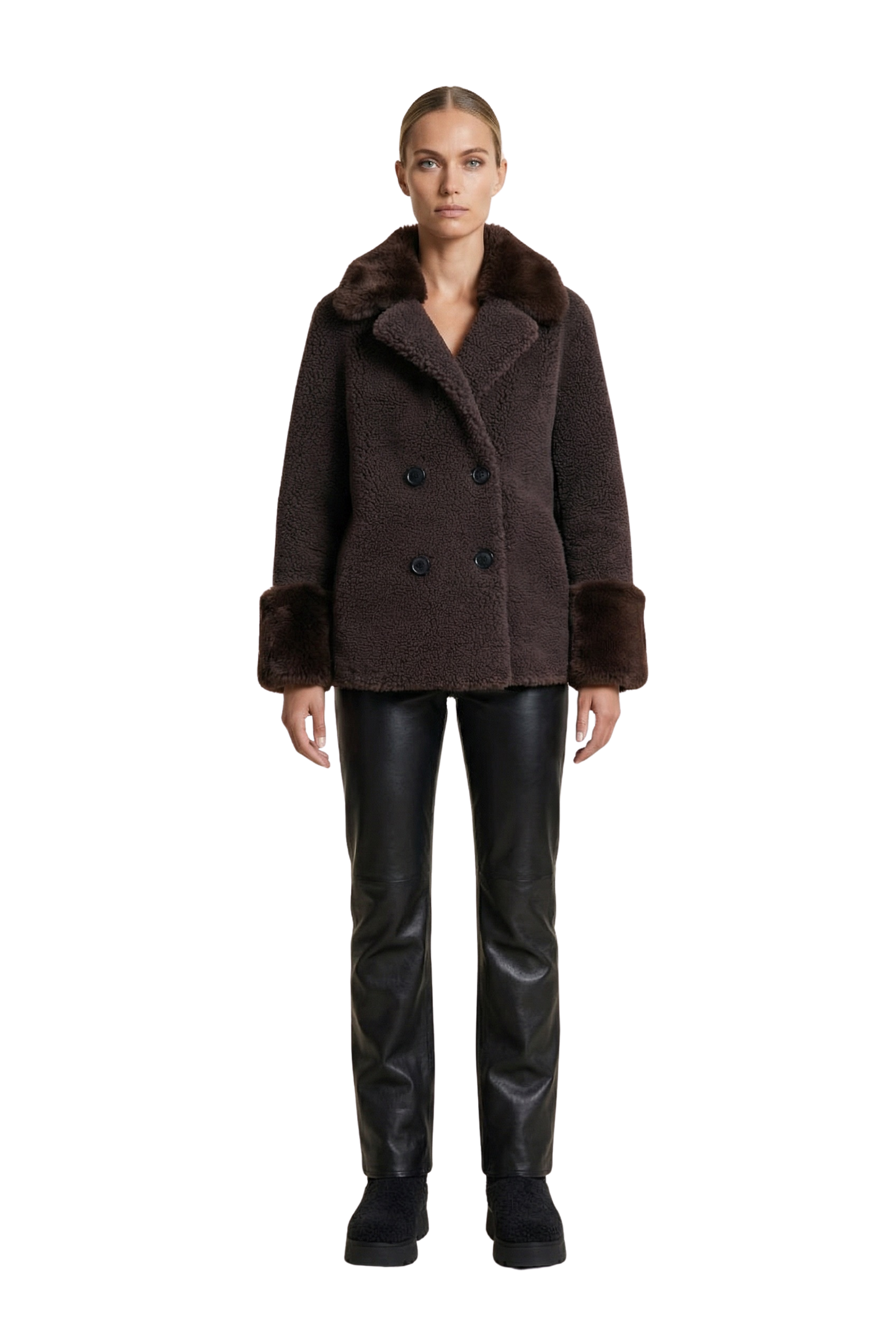 Fiona Short Wool Coat Chocolate Brown