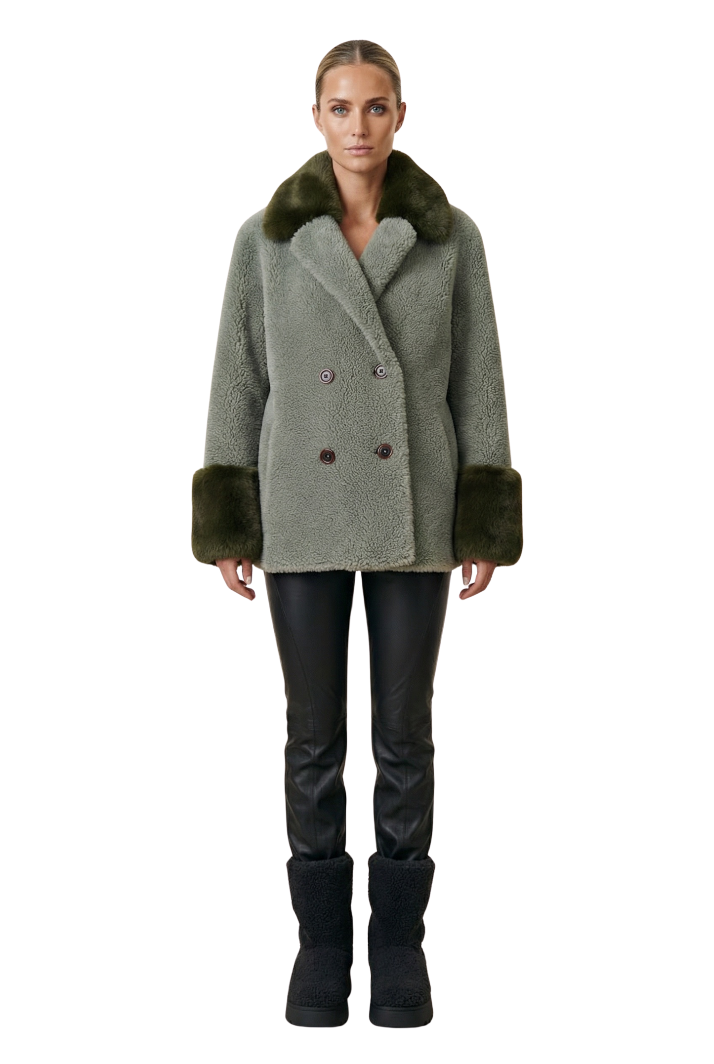 Fiona Short Wool Coat Green