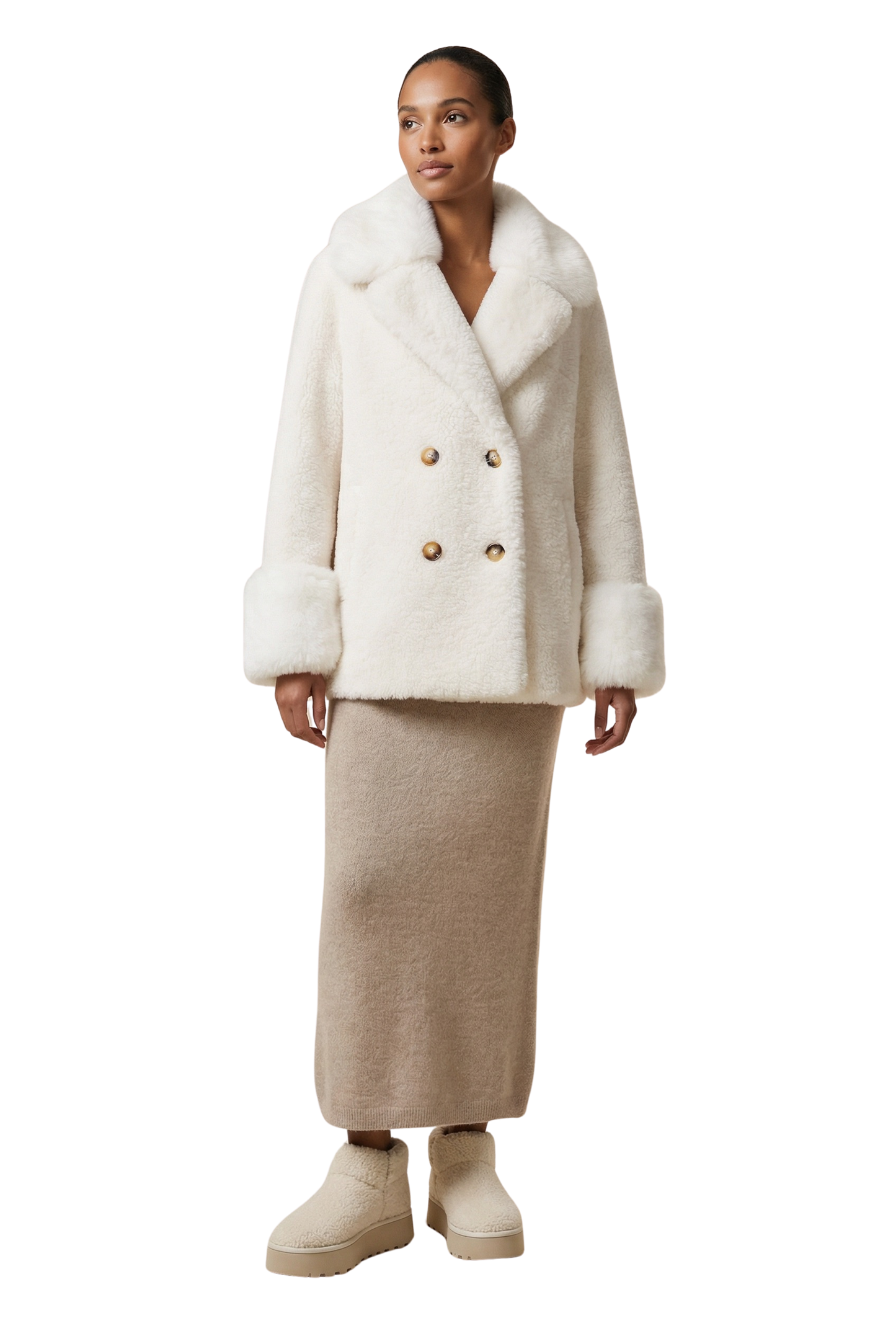 Fiona Short Wool Coat White
