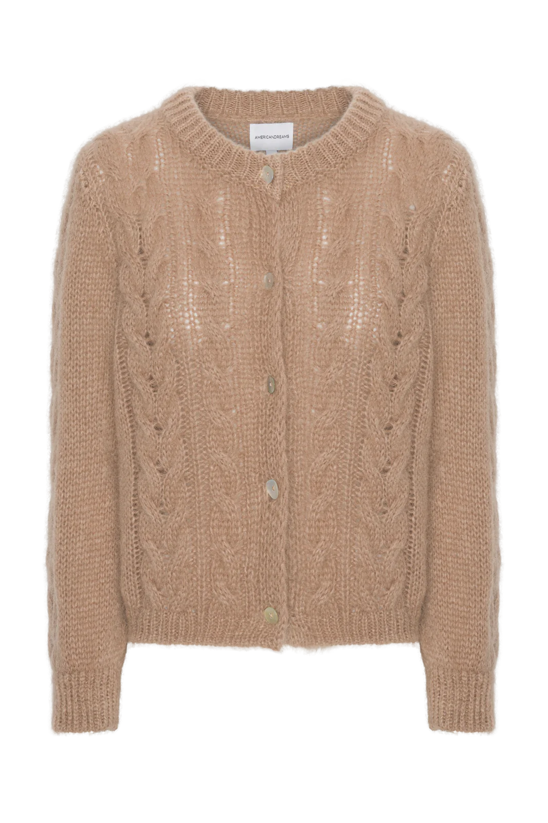 Frankie Cable Knit Cardigan Medium Brown