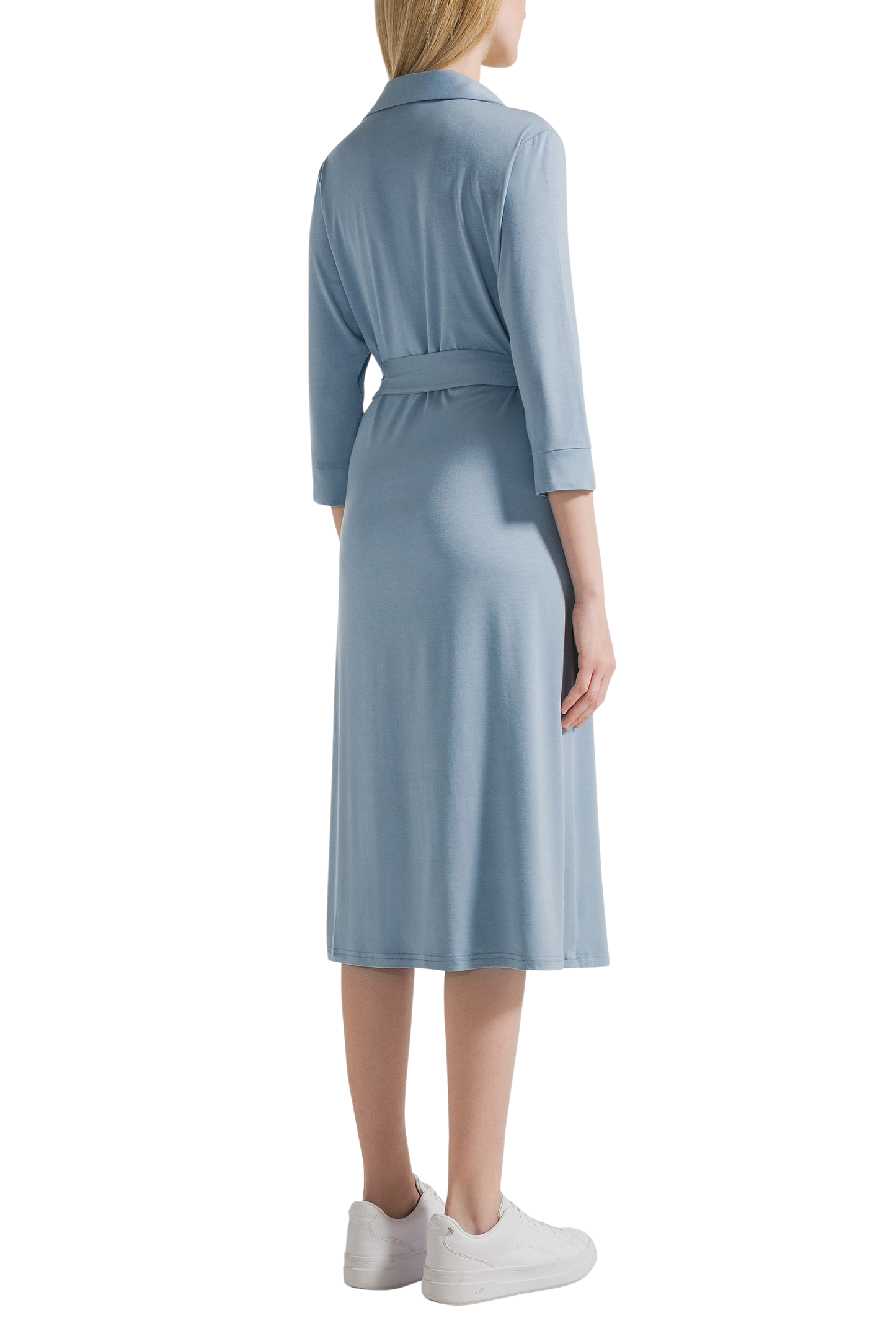 Gabe Half Sleeves Dress Midi Denim Blue