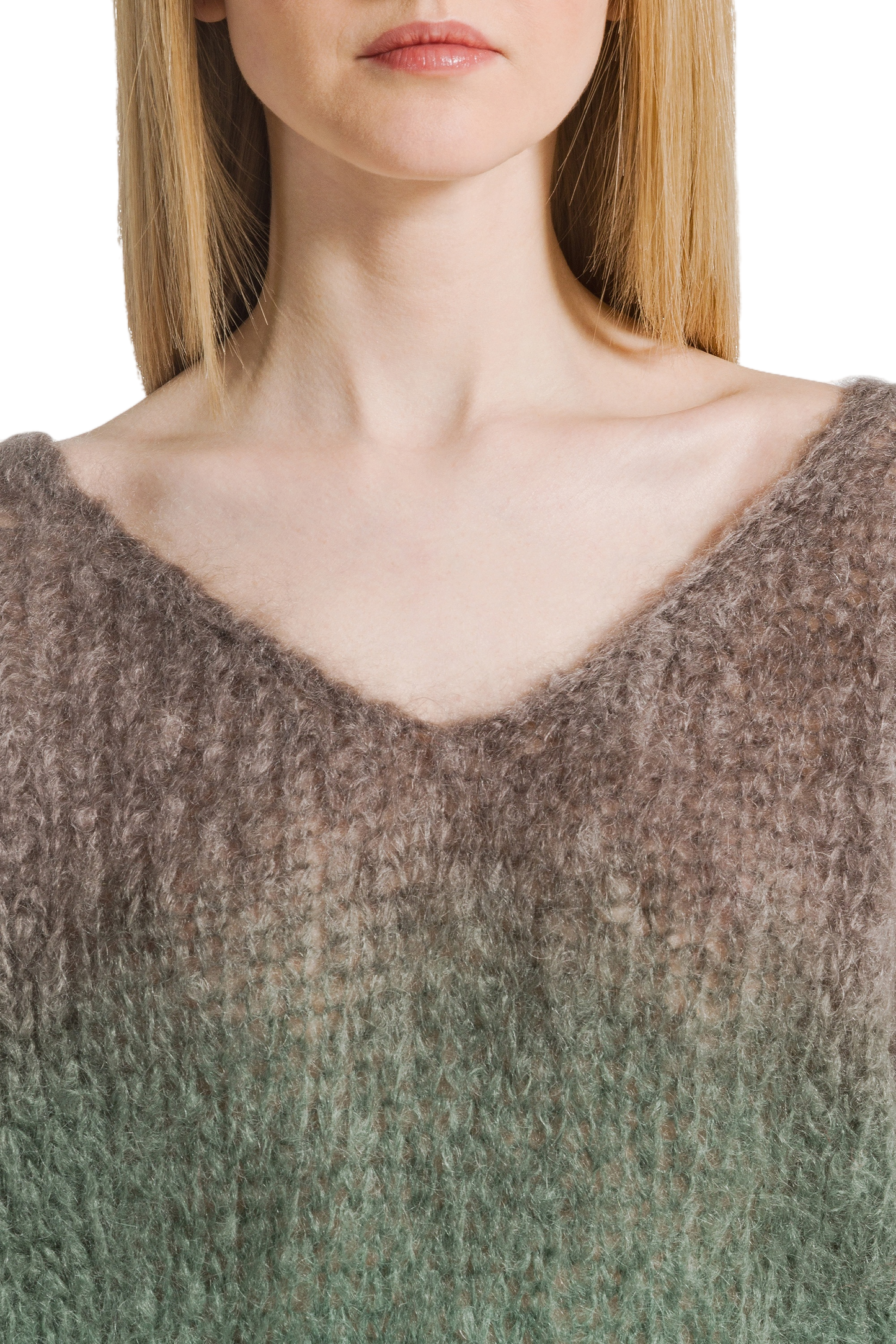 Milana LS Mohair Knit Ombre Dark Taupe/Green