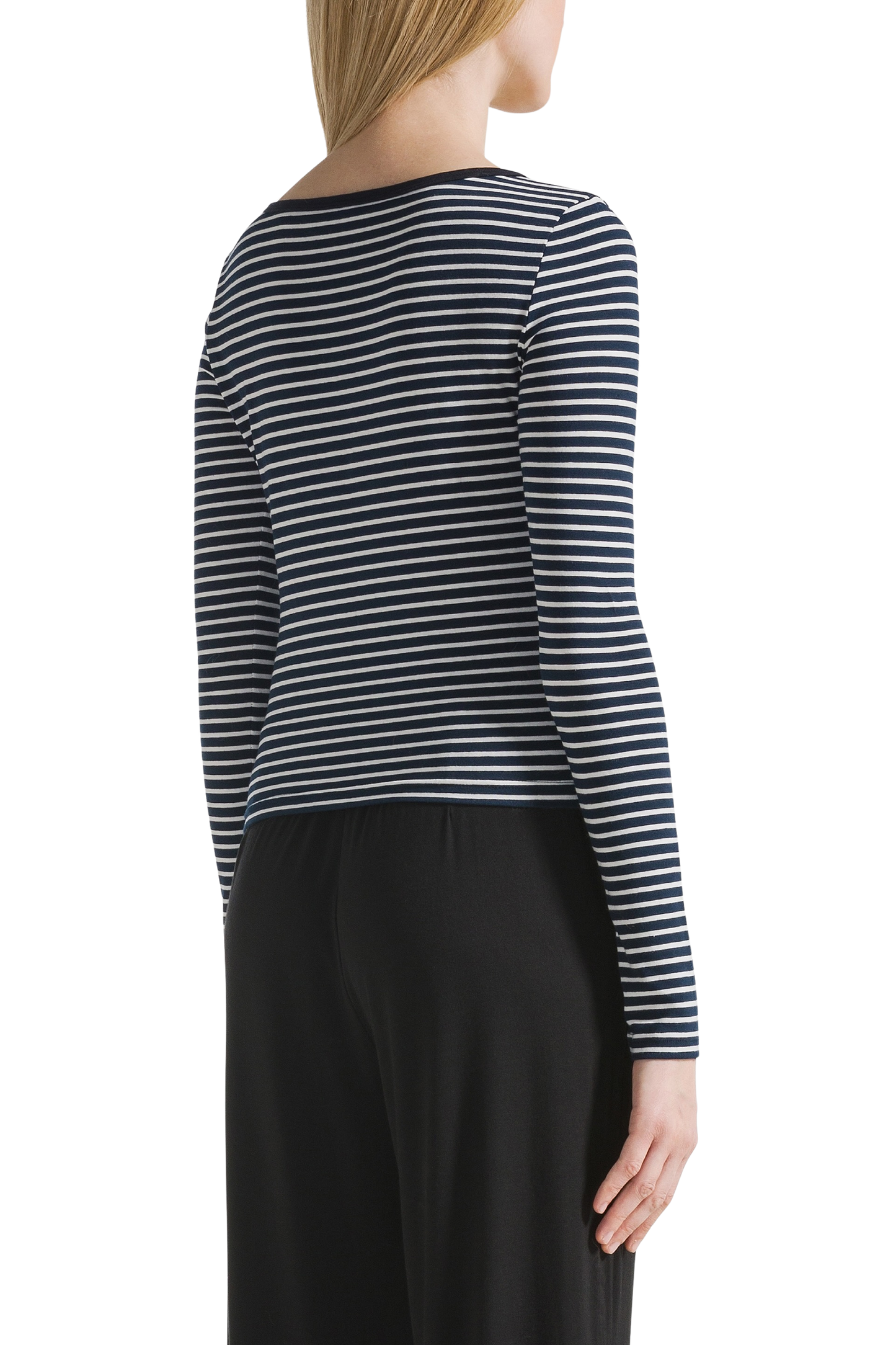 Caroline Striped LS Blouse Black / White