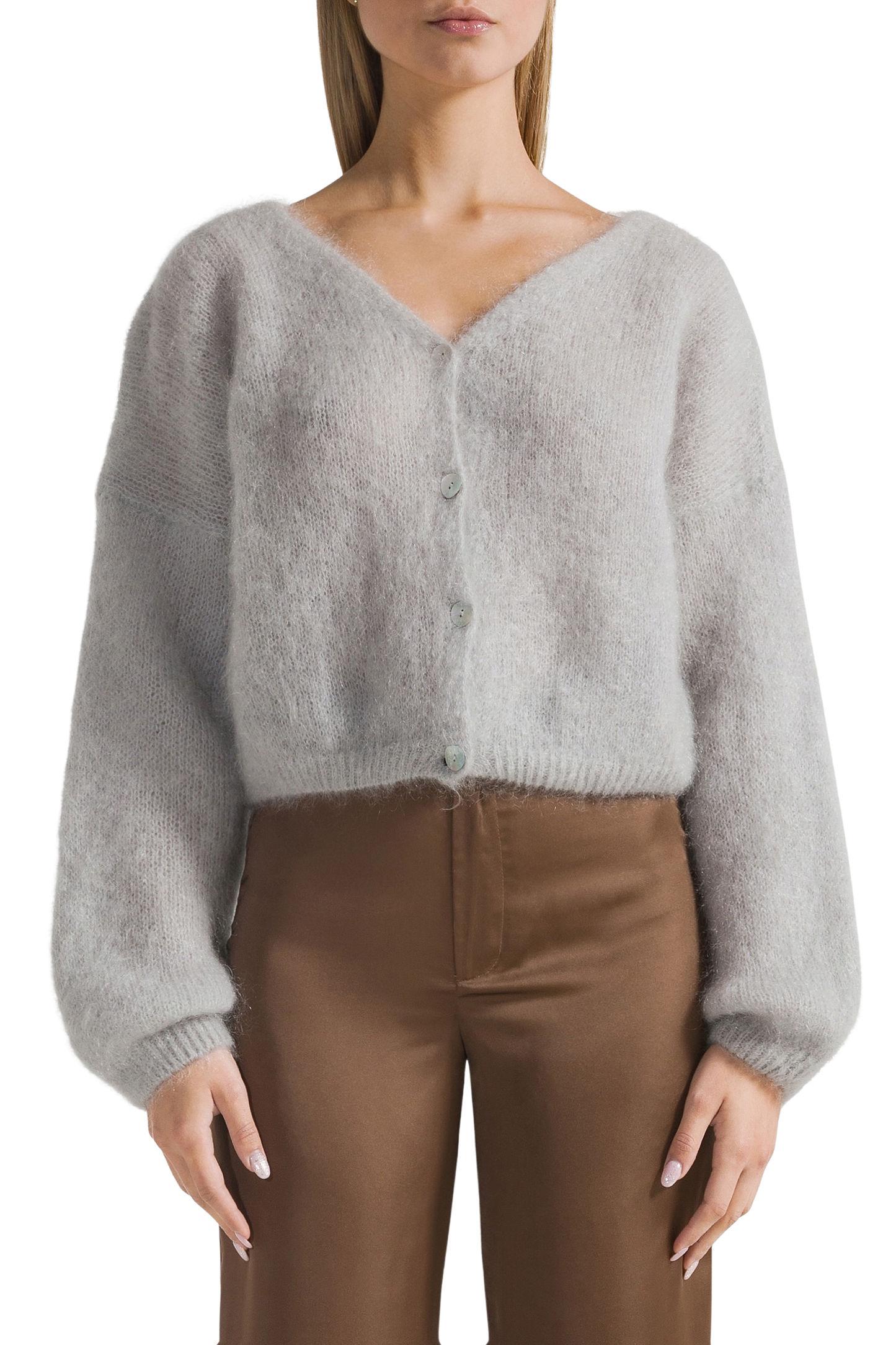 Cornelia Cropped Cardigan Light Grey
