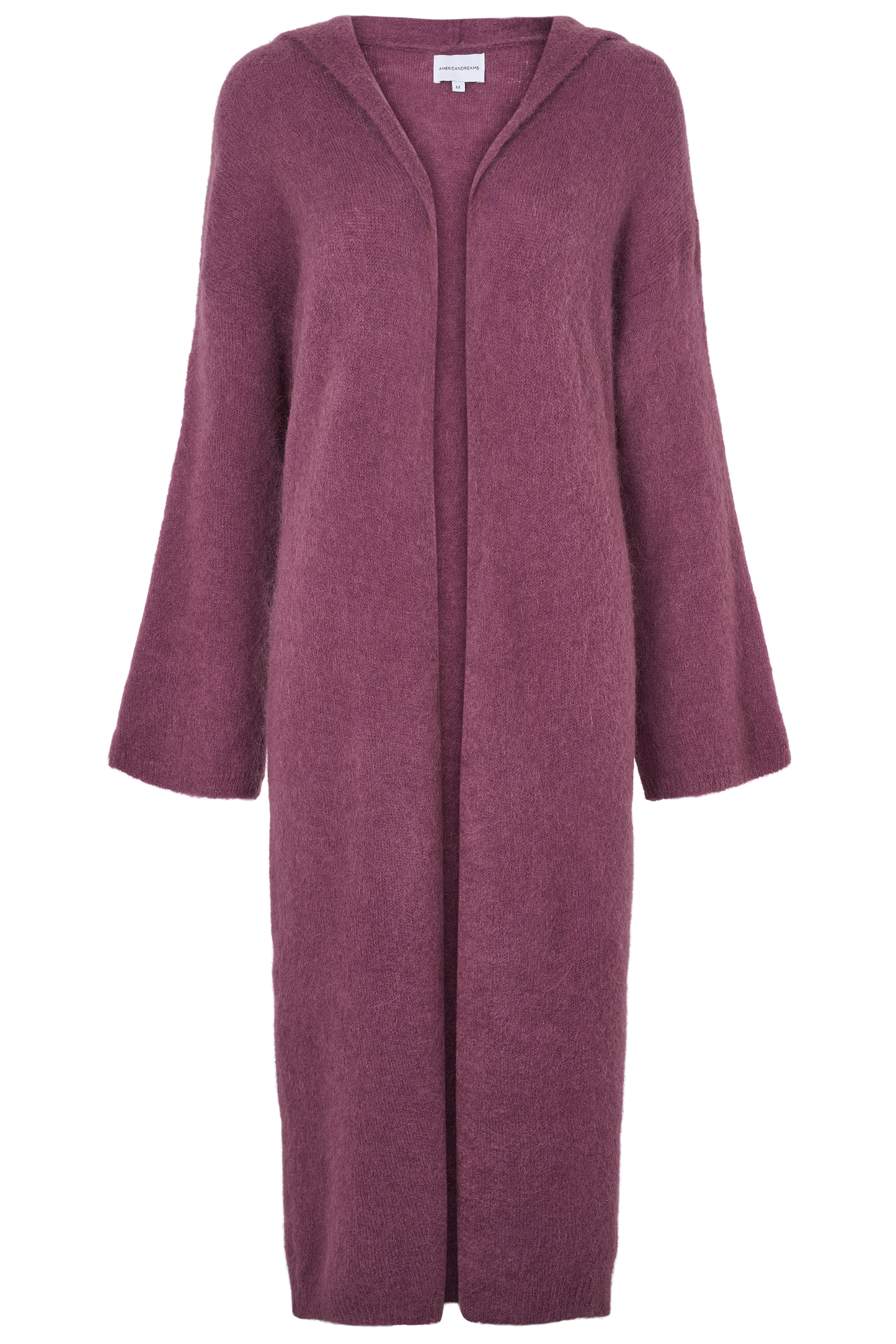 June Long Alpaca Cardigan With Hood Bordeaux