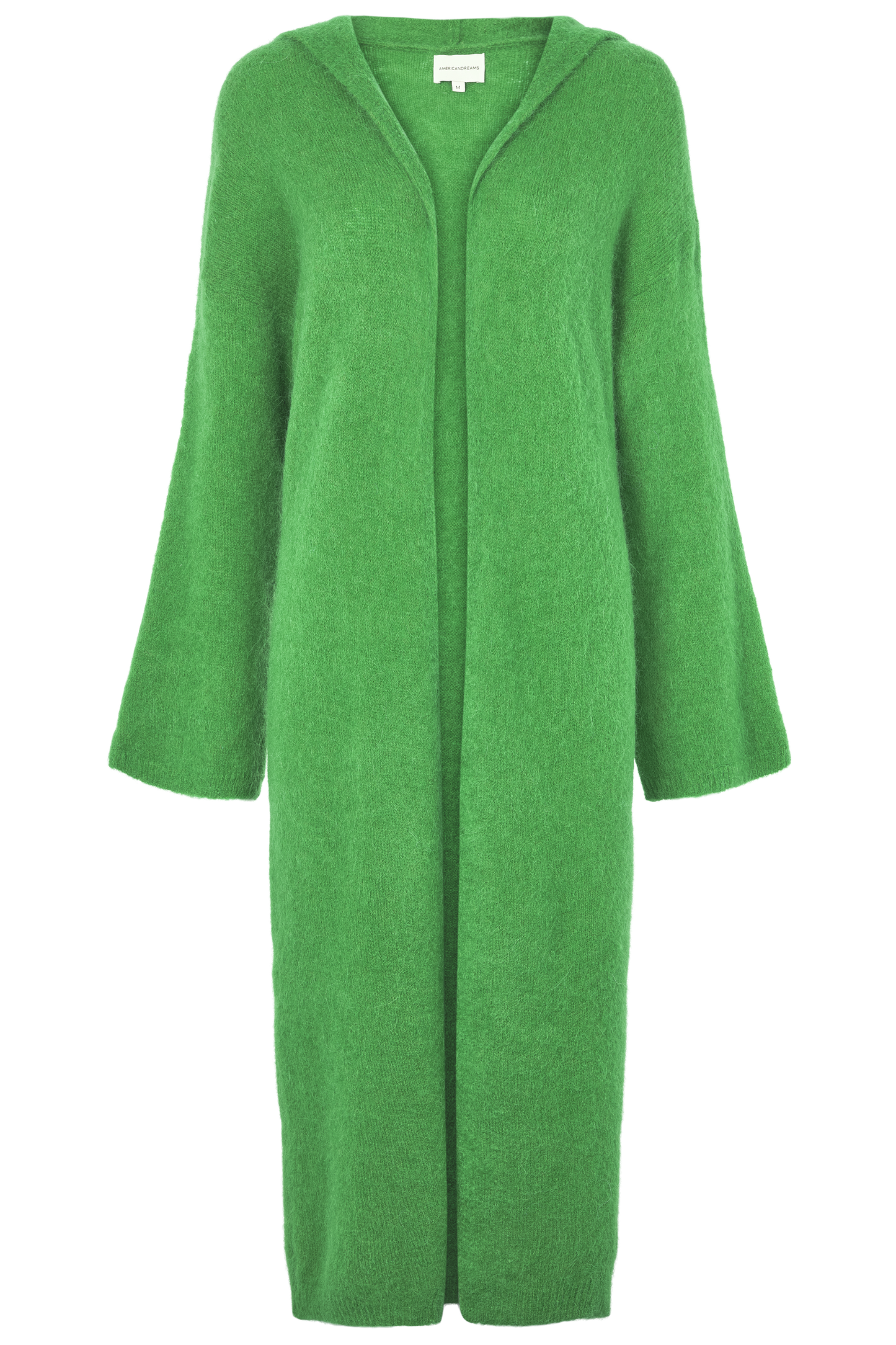 June Long Alpaca Cardigan With Hood Bright Green