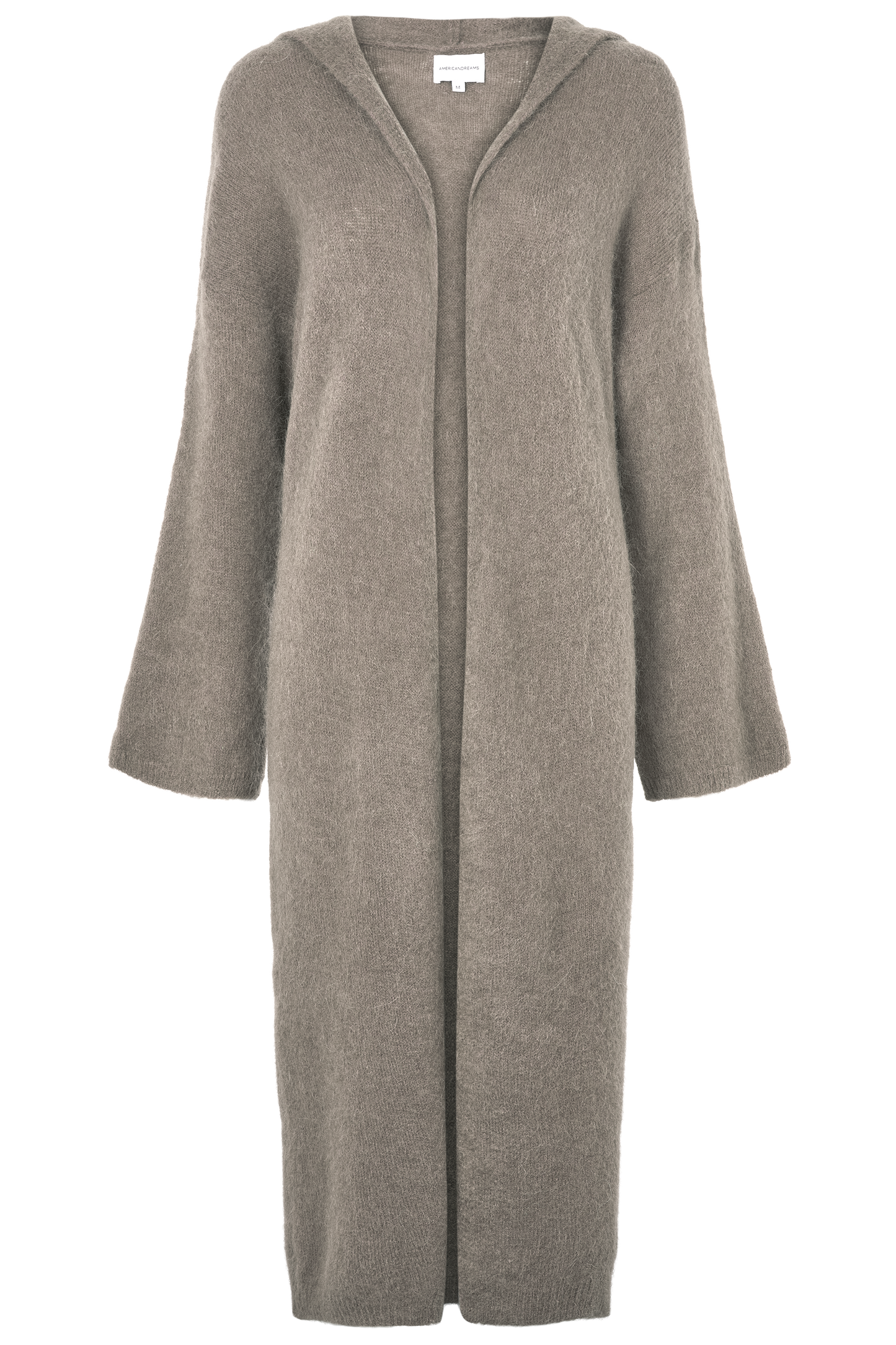 June Long Alpaca Cardigan With Hood Light Taupe